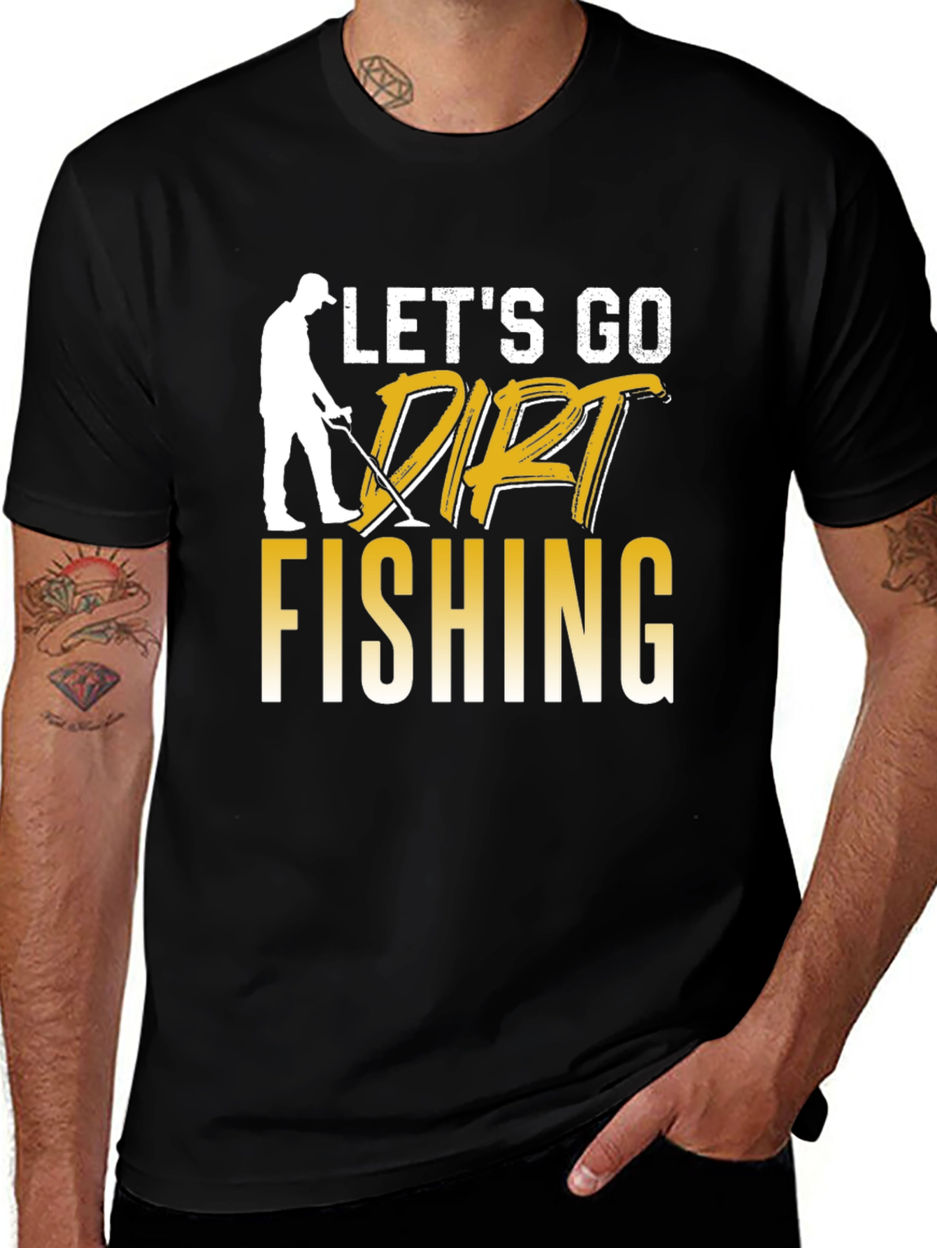 Black Let's Go Dirt Fishing Graphic Tee main image