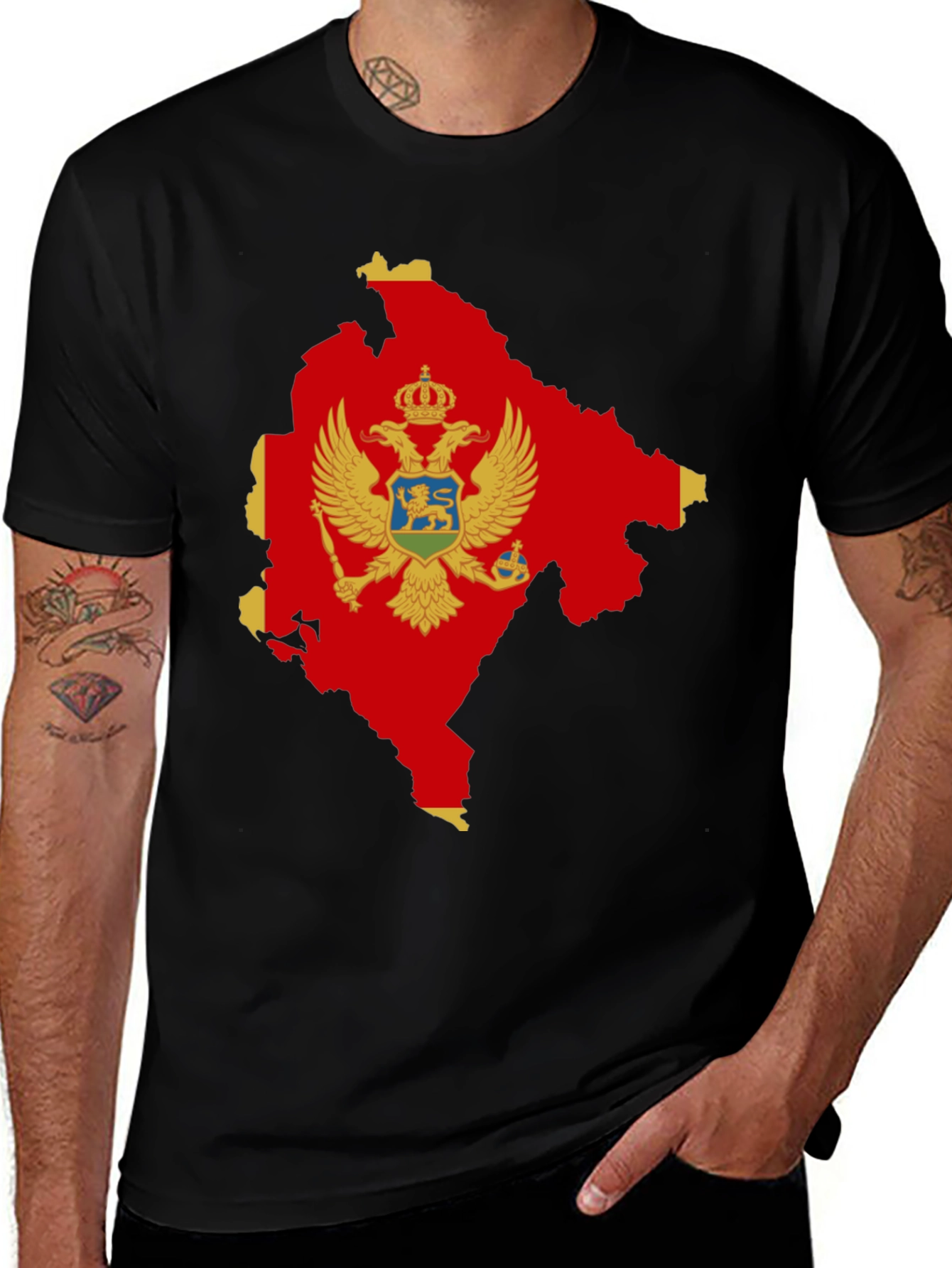 Montenegro Flag Map Graphic Tee