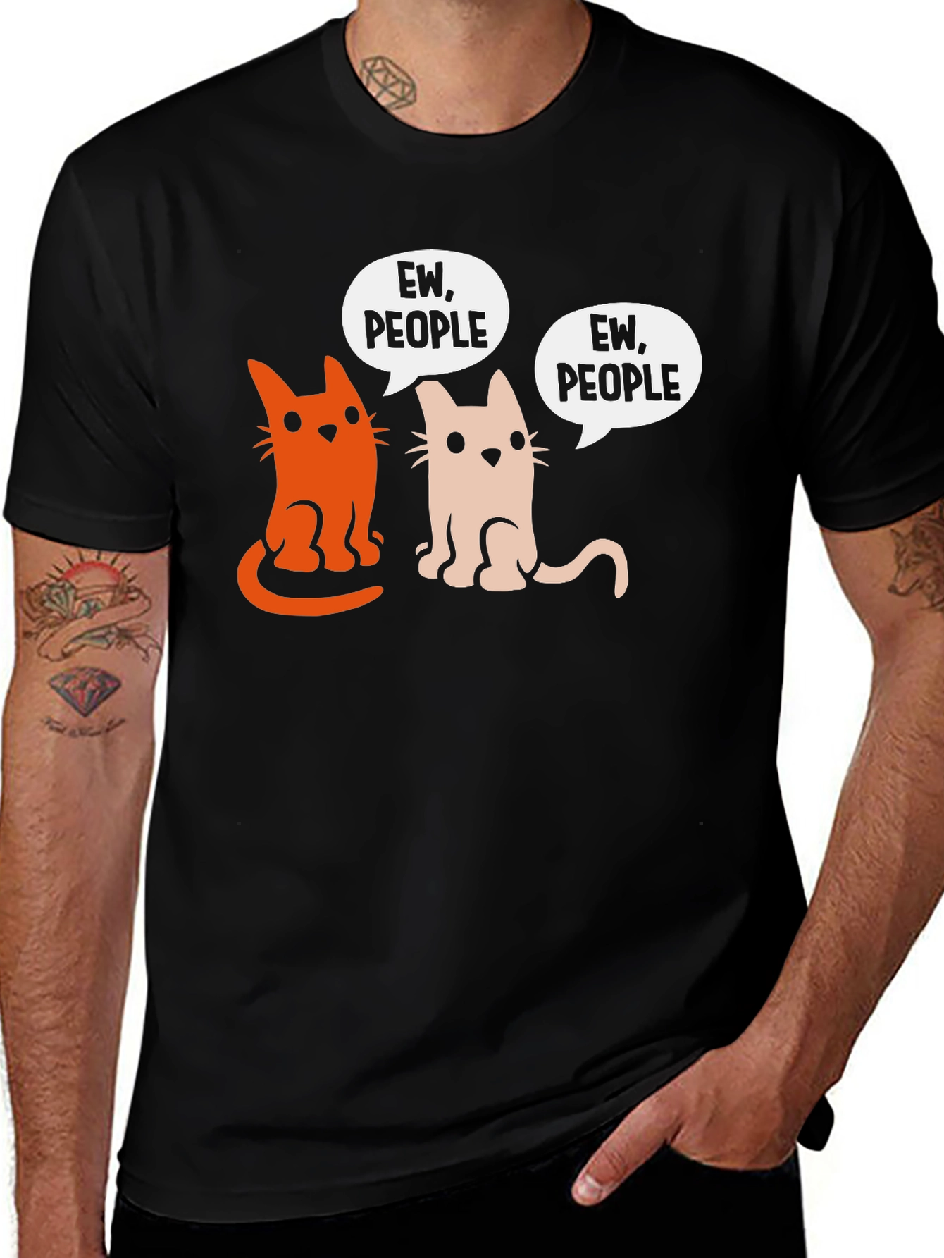 Variant 16 of Ew, People Cat Graphic Tee - Unisex Black T-Shirt