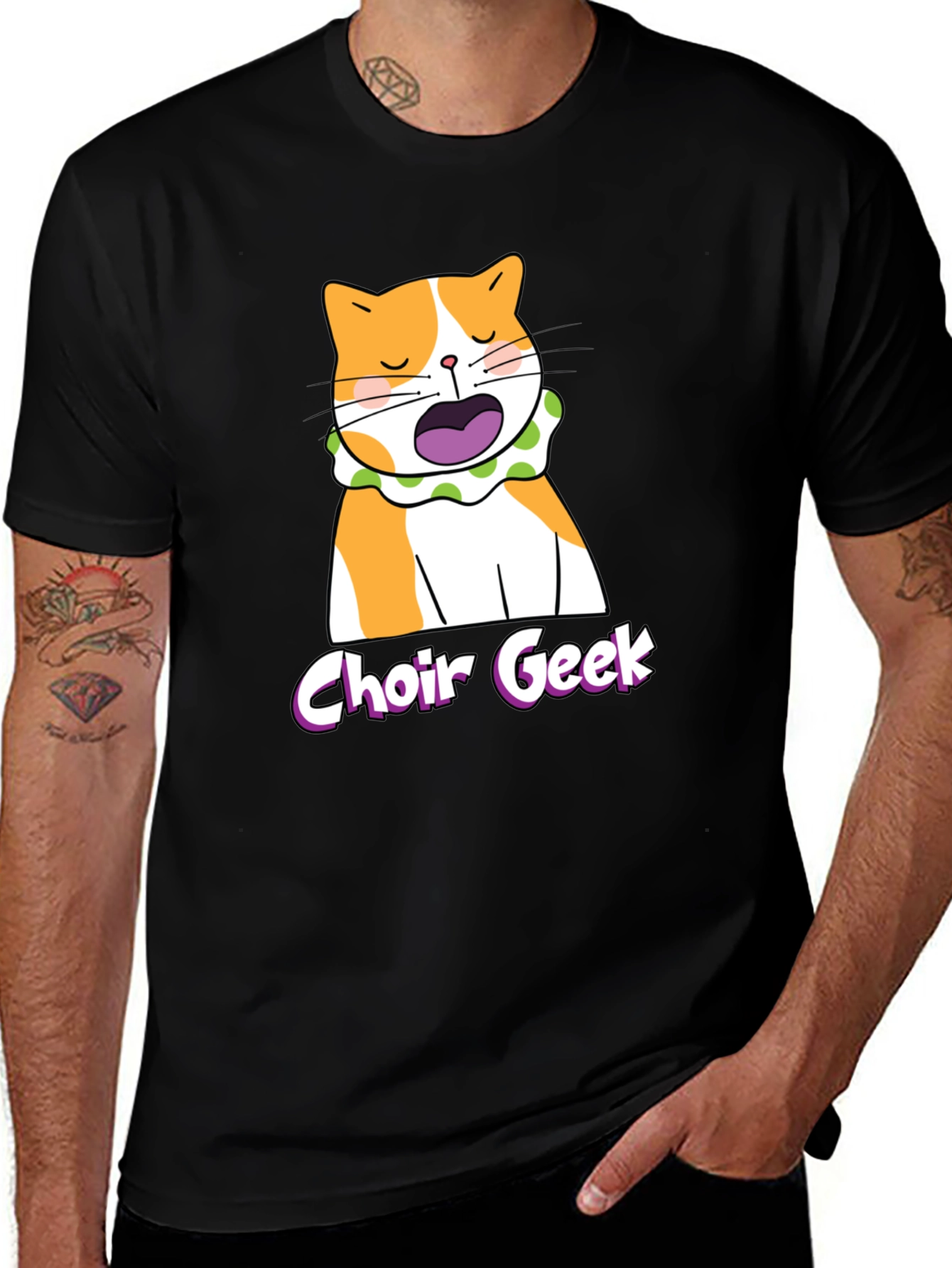 Variant 11 of Choir Geek Cat T-Shirt - Black, Funny Music Tee