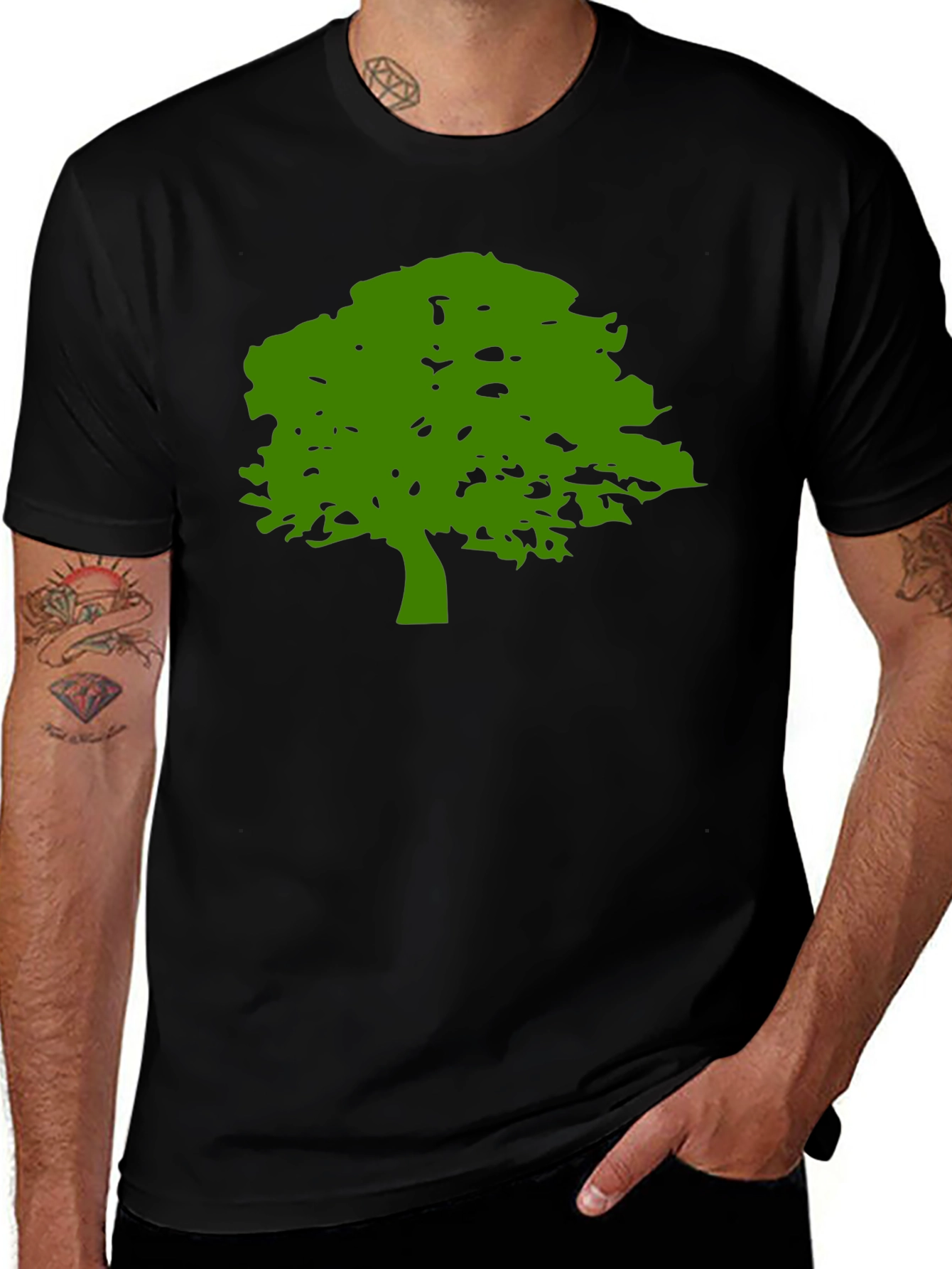 Variant 3 of Black T-Shirt with Green Tree Graphic