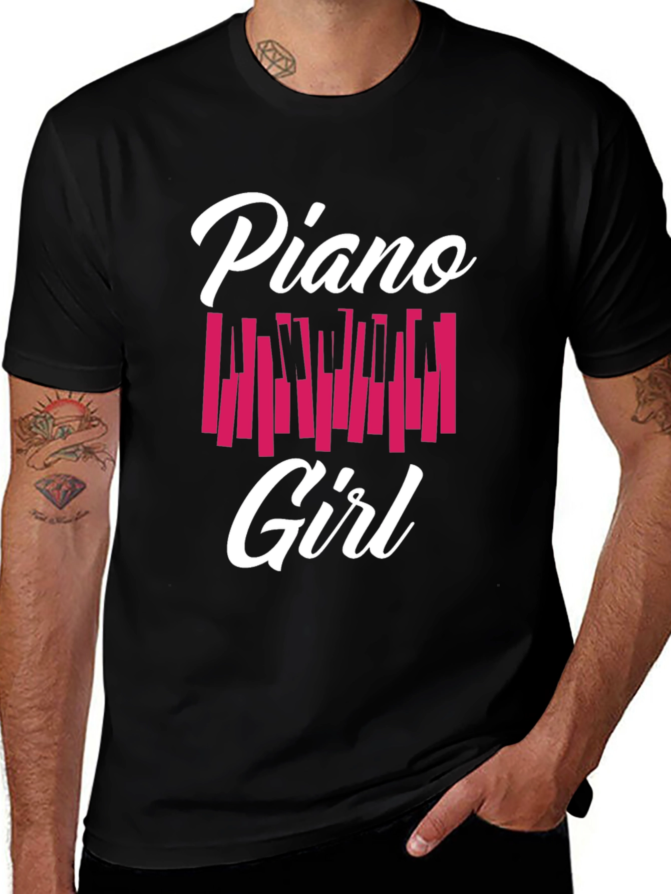 Variant 7 of Piano Girl Graphic Tee - Musician Fashion