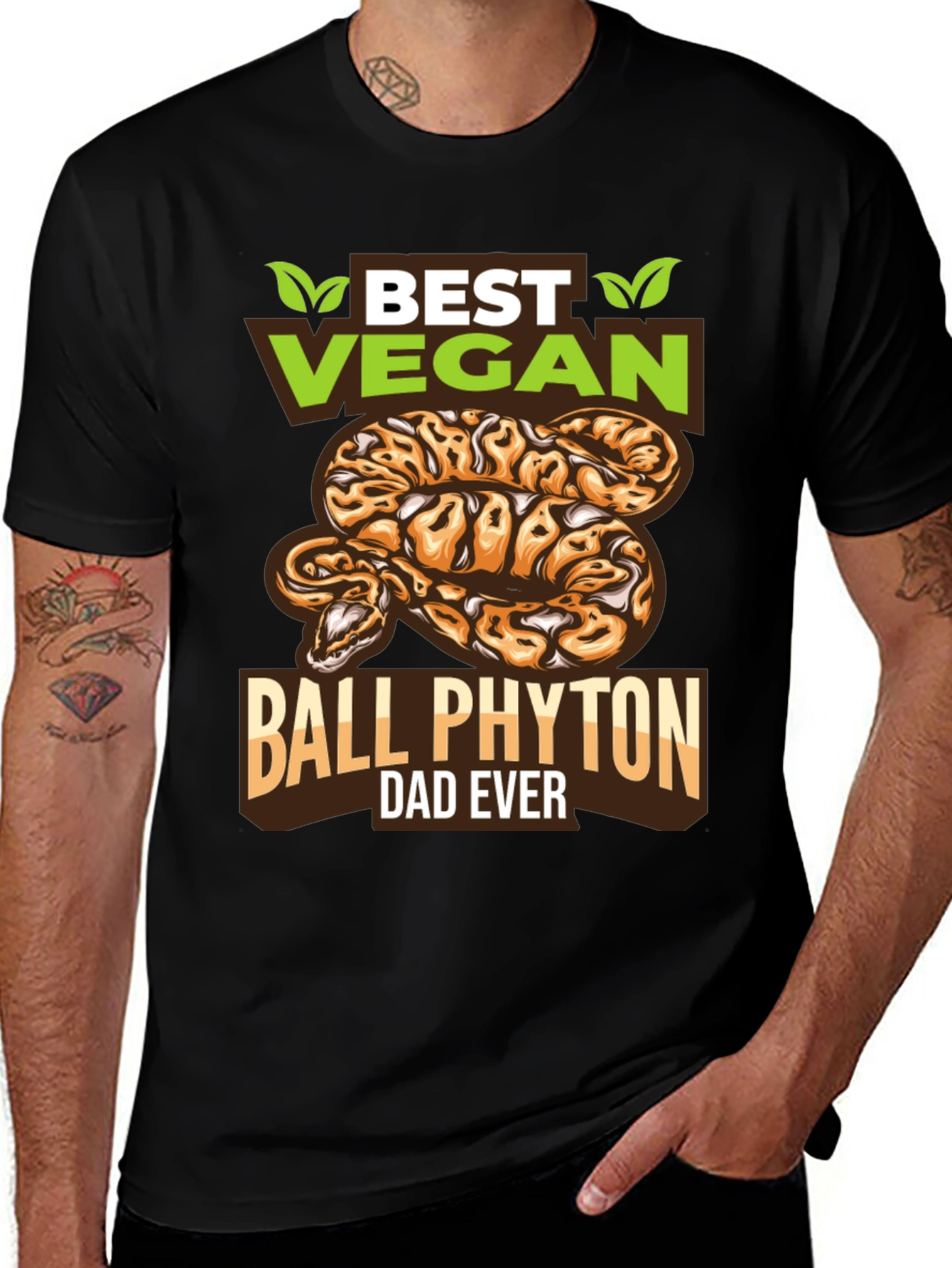 Variant 23 of Vegan Ball Python Dad T-Shirt - Unique Snake Lover Gift