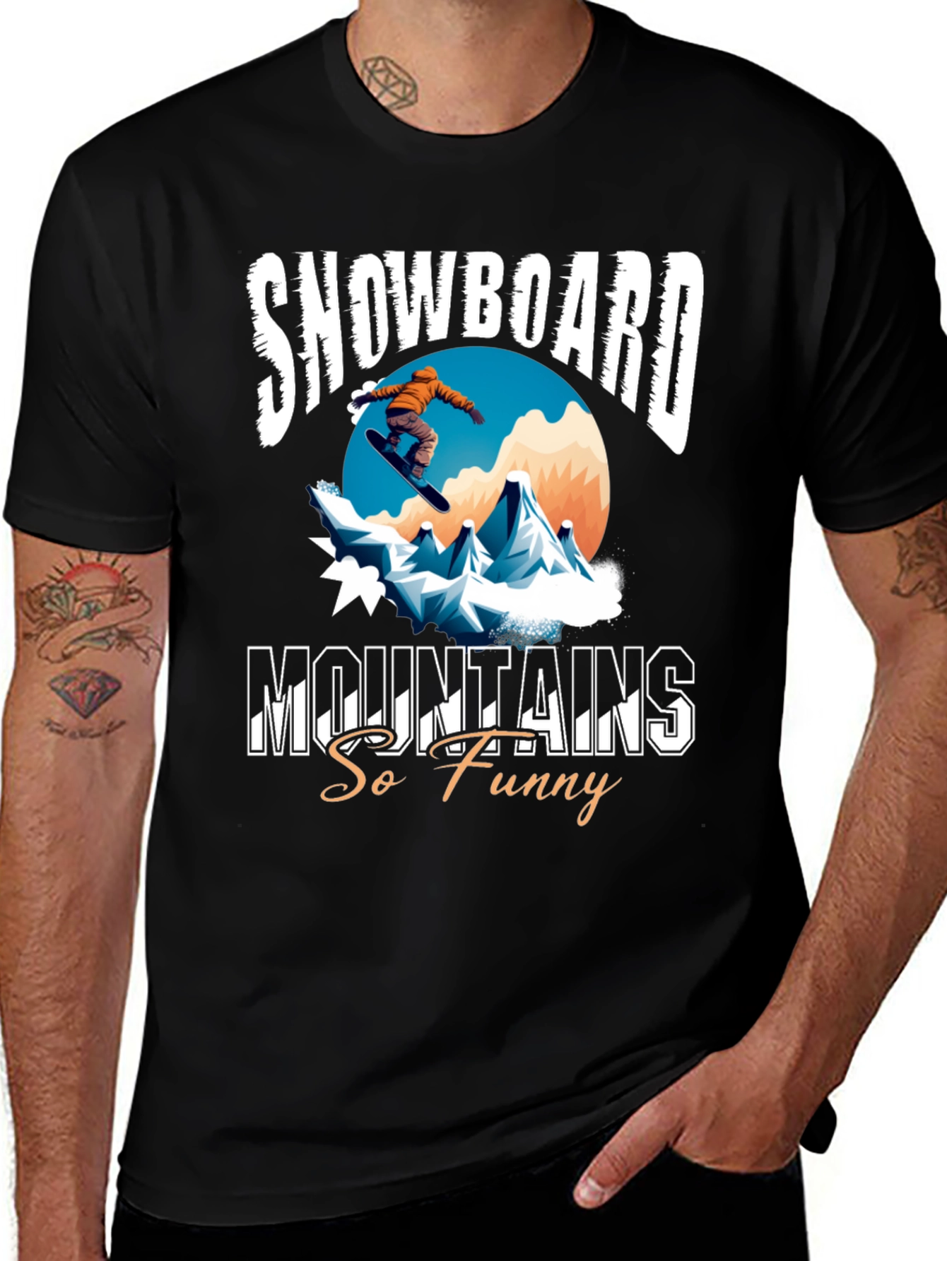 Variant 15 of Snowboard Mountains Funny Graphic Tee