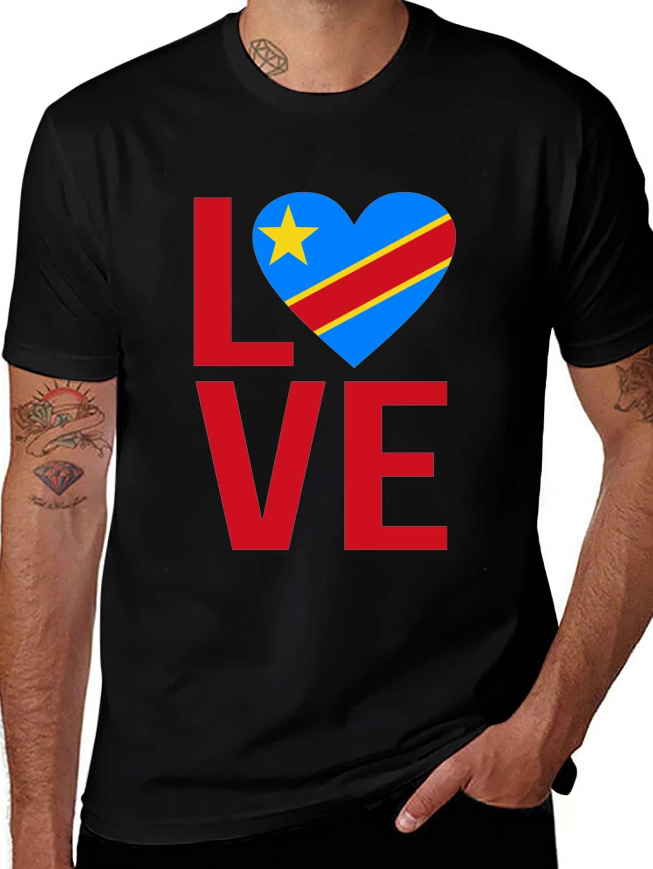 Love DR Congo Flag Heart T-Shirt
