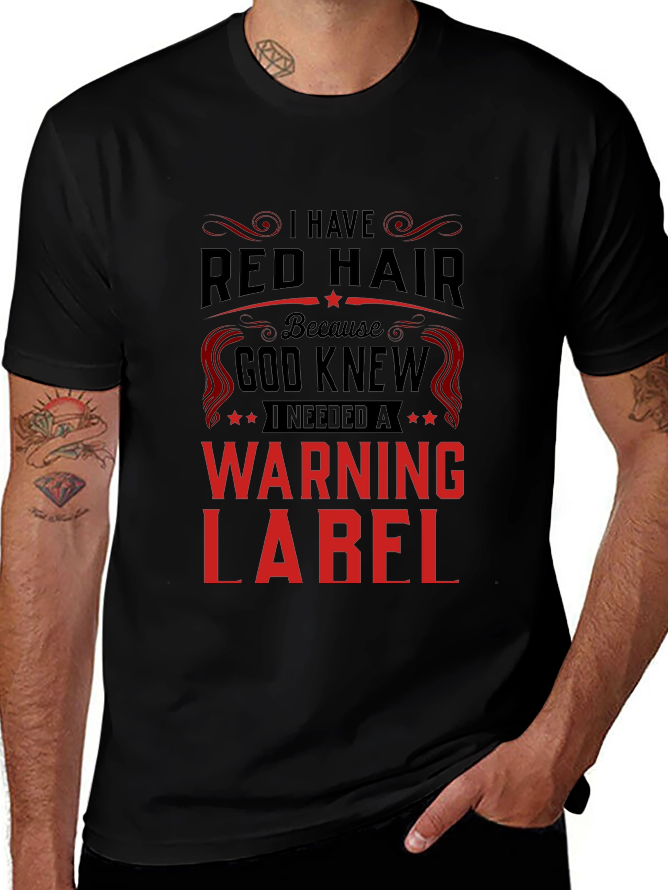 Variant 16 of Red Hair Warning Label T-Shirt