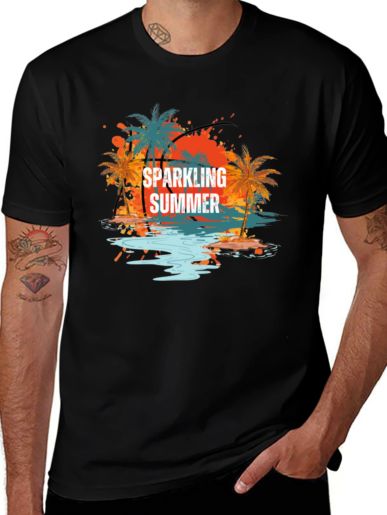 Sparkling Summer Graphic T-Shirt - Black