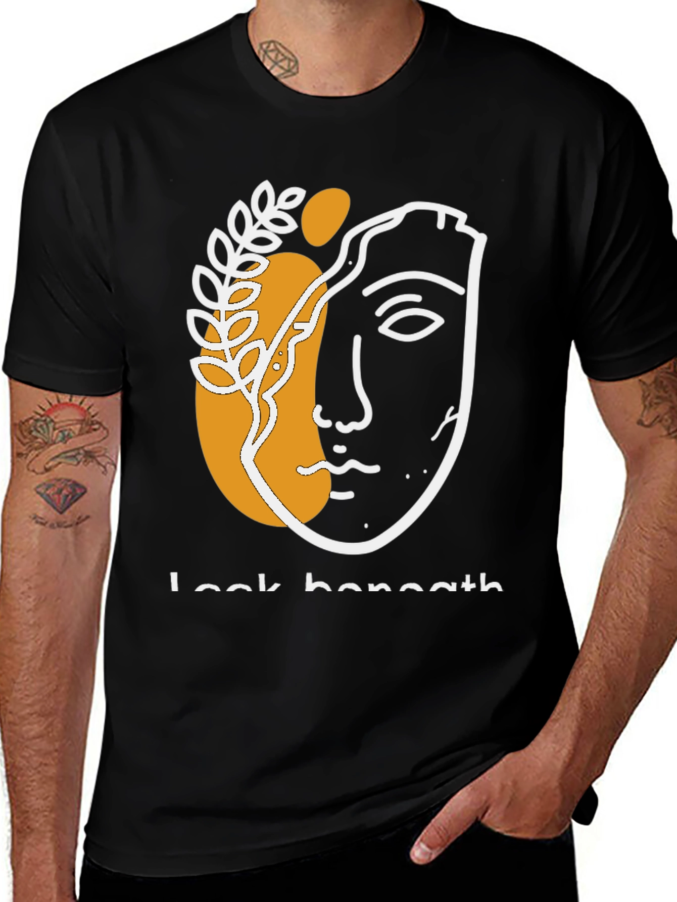 Variant 24 of Abstract Face Graphic Print Black T-Shirt