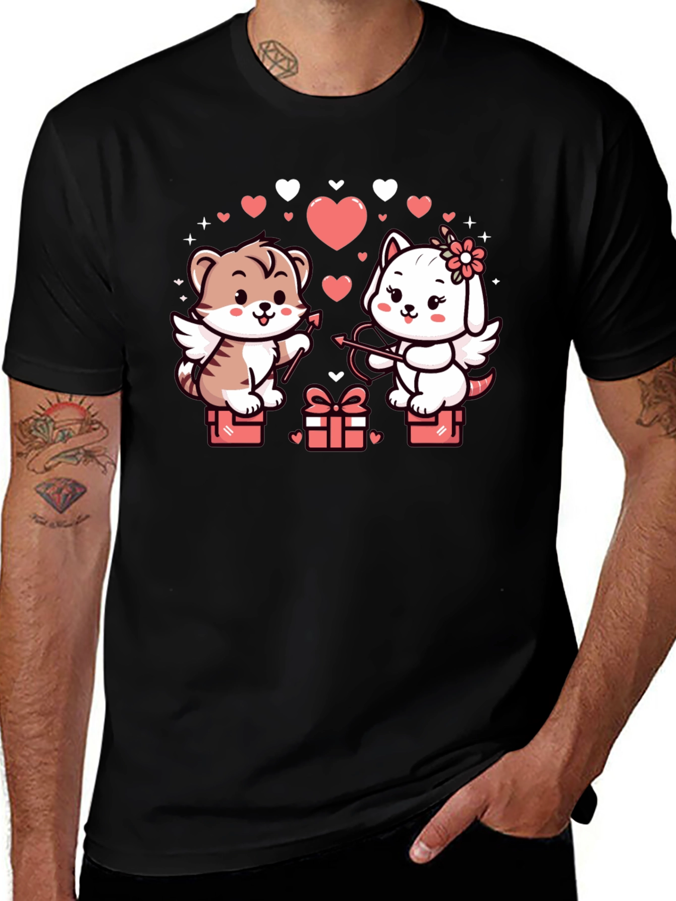 Valentine's Day Cupid Cat & Dog T-Shirt