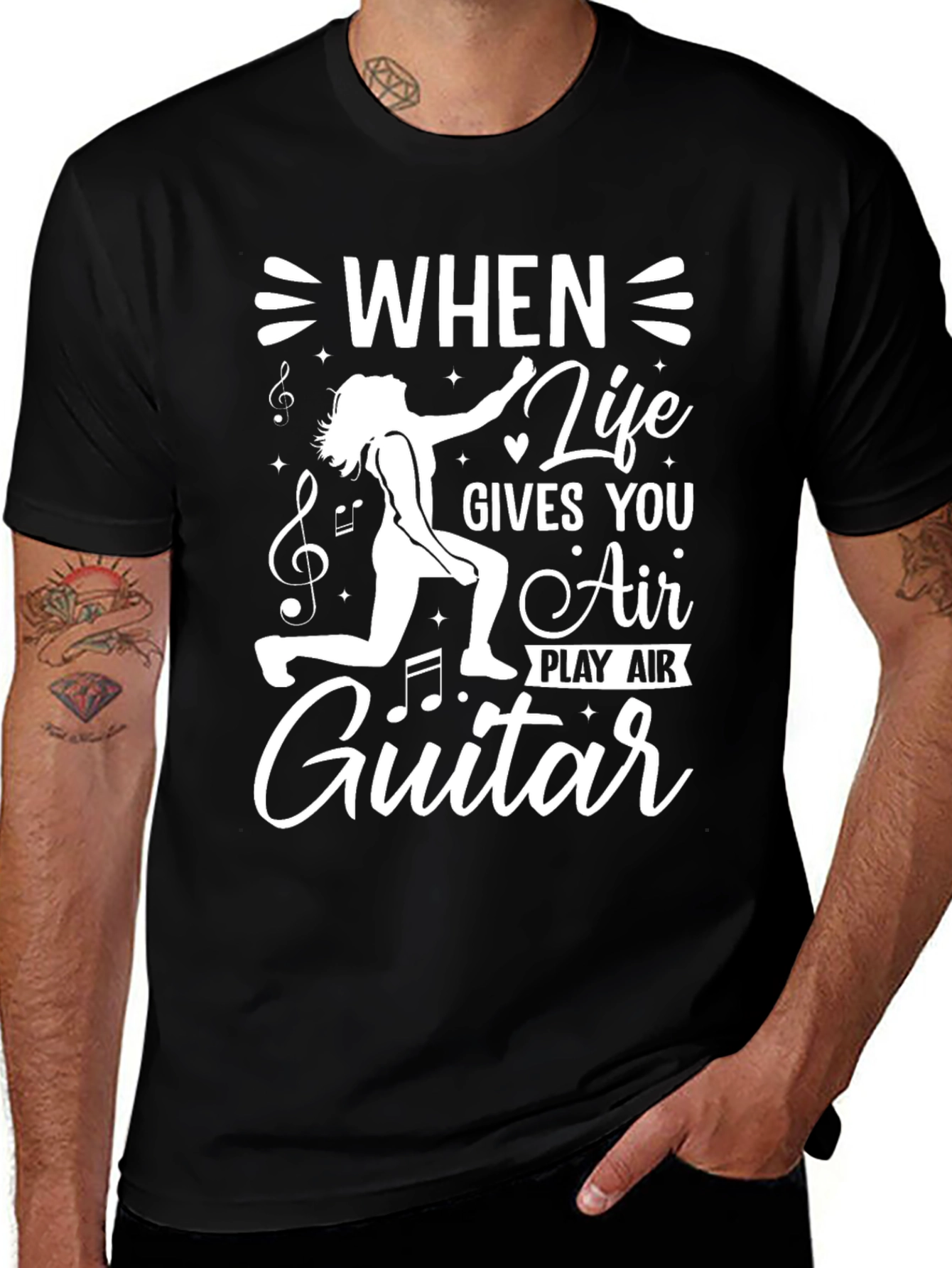 Variant 14 of Air Guitar T-Shirt: When Life Gives You Air, Play Air Guitar