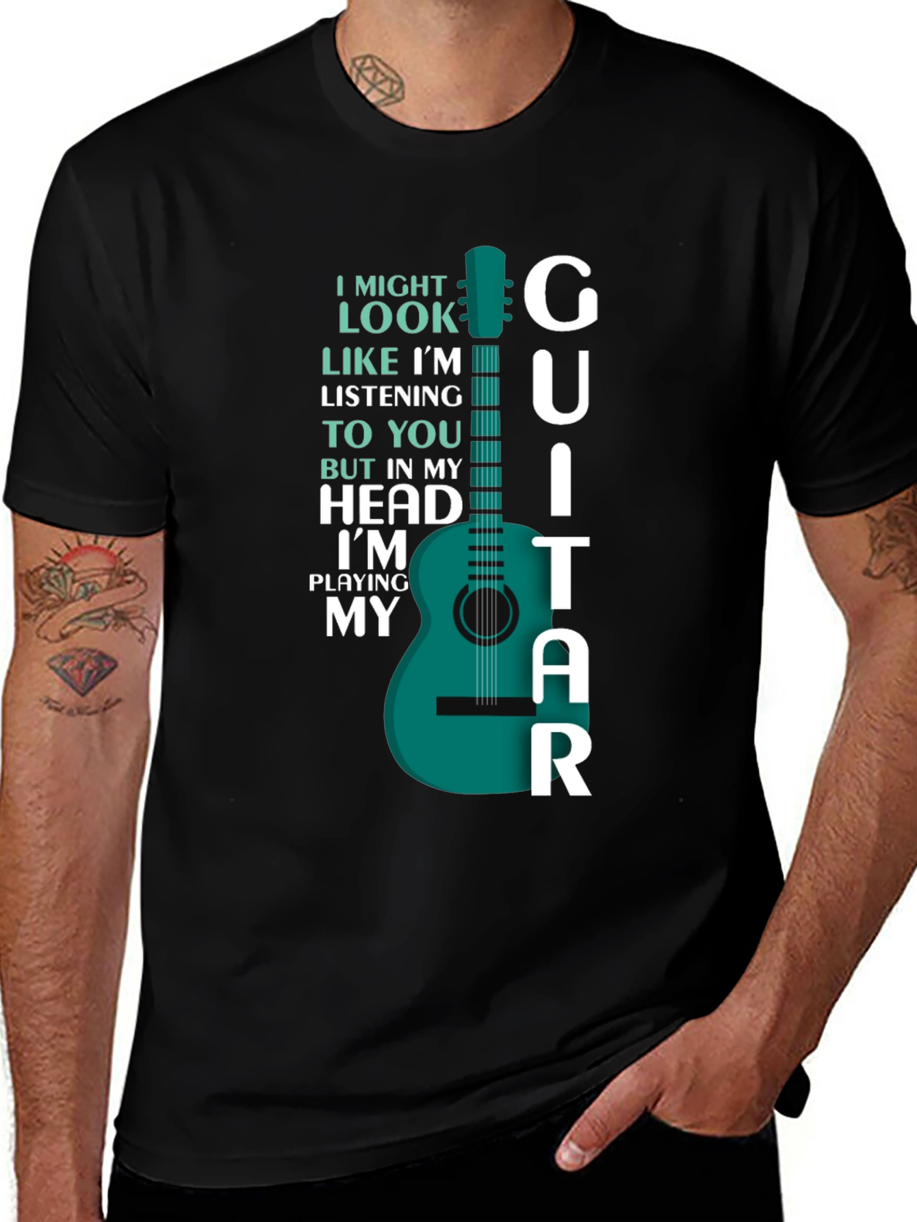 Variant 4 of Guitar Player T-Shirt - Musical Mind Design