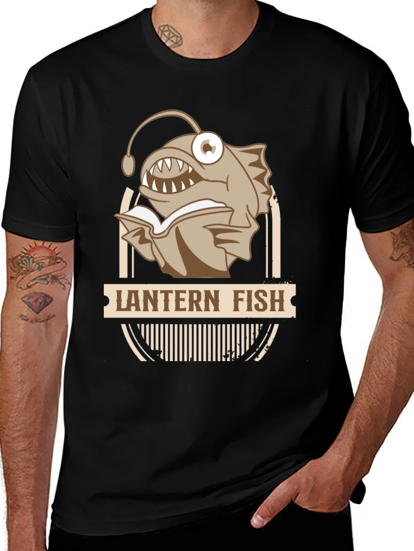 Variant 8 of Lantern Fish Reading Book T-Shirt