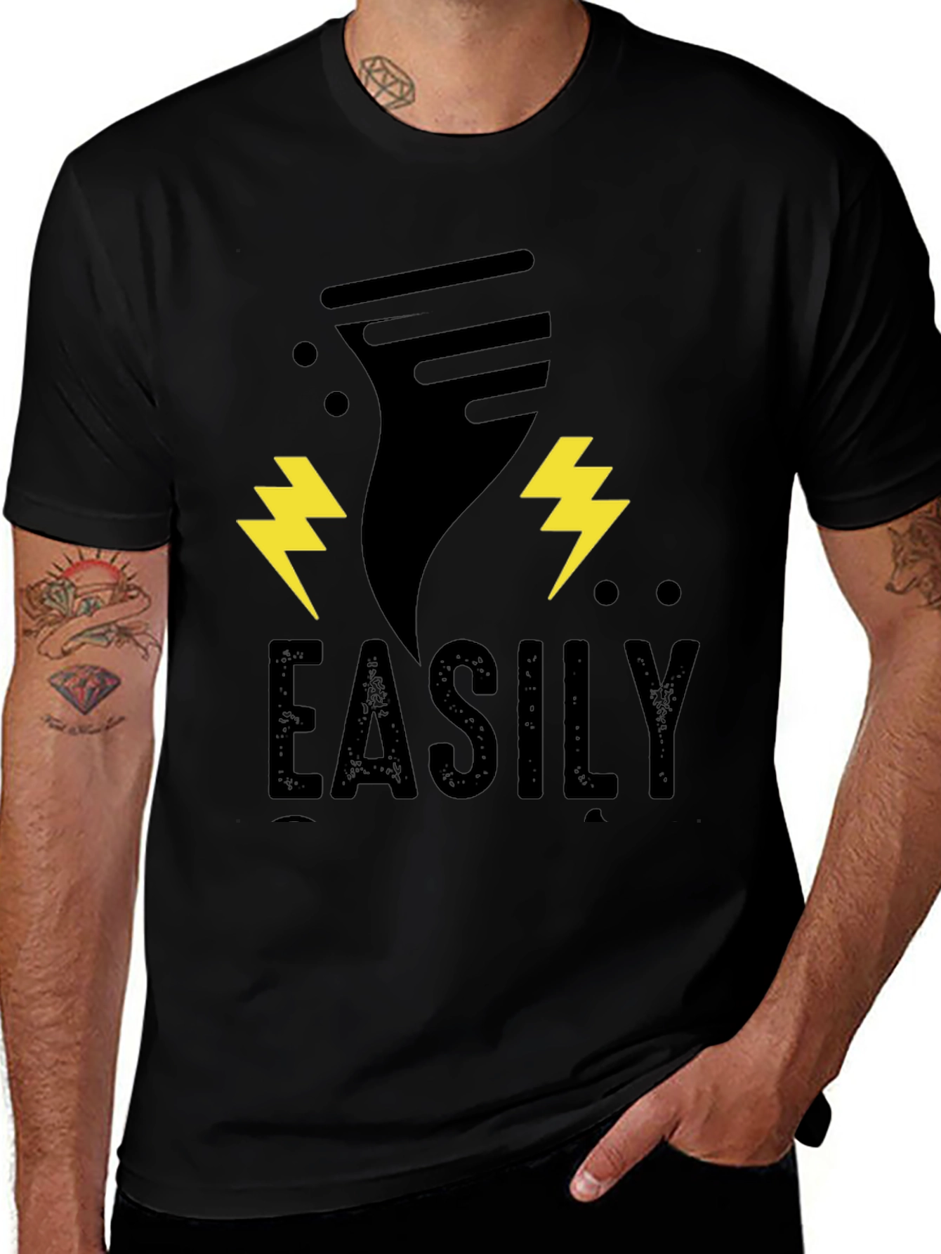 Variant 27 of Easily Triggered Tornado Graphic Black T-Shirt