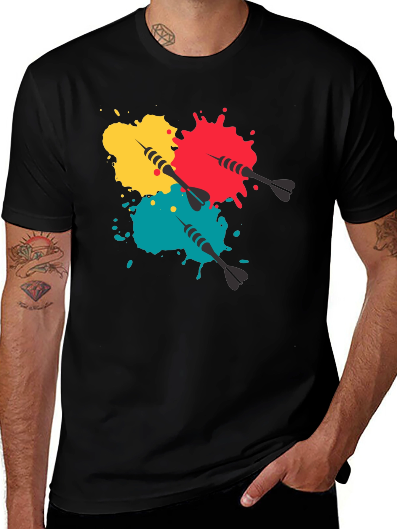 Variant 15 of Darts and Paint Splatter Graphic Tee