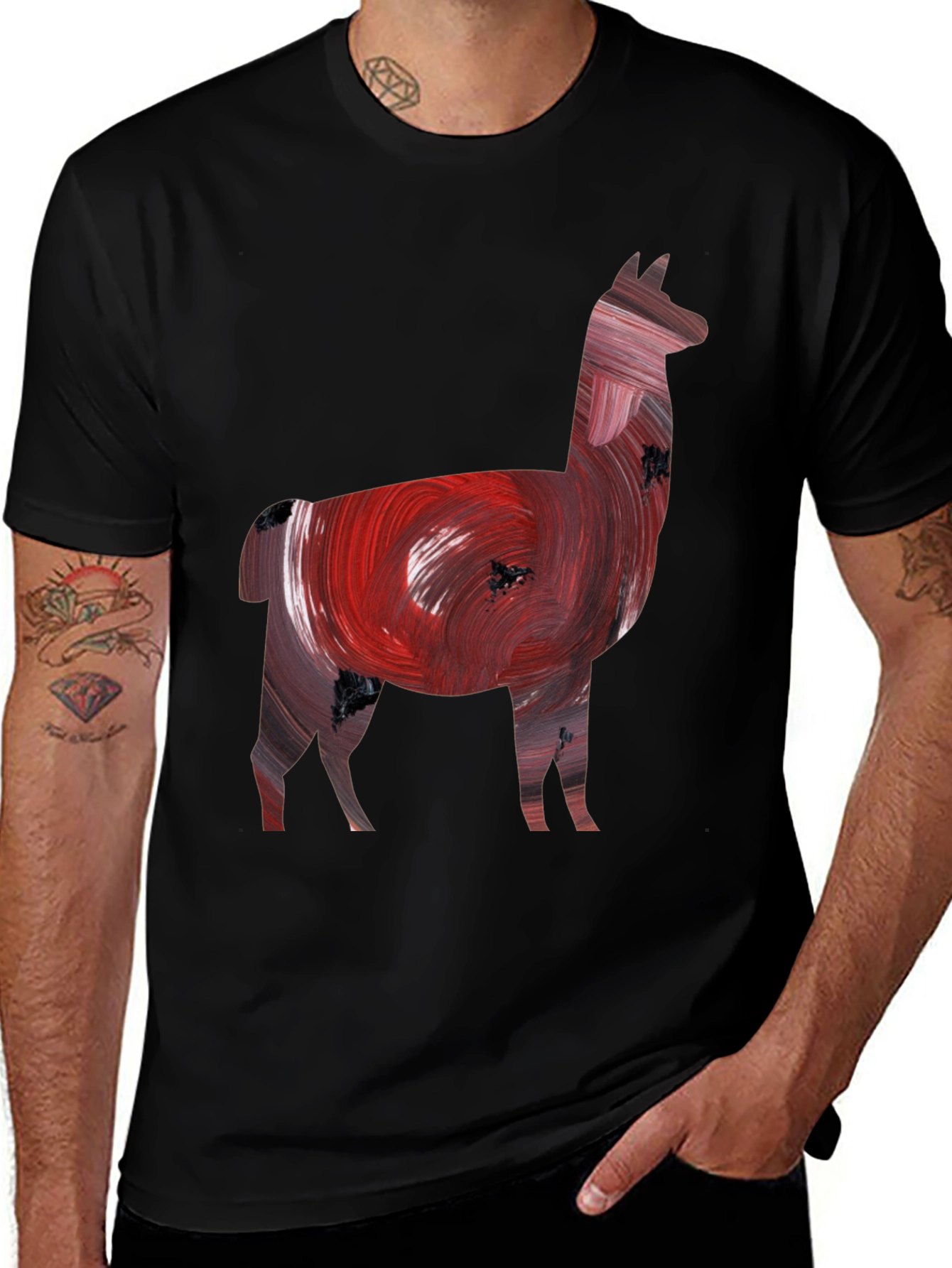 Black Llama Art Print Black Tee main image