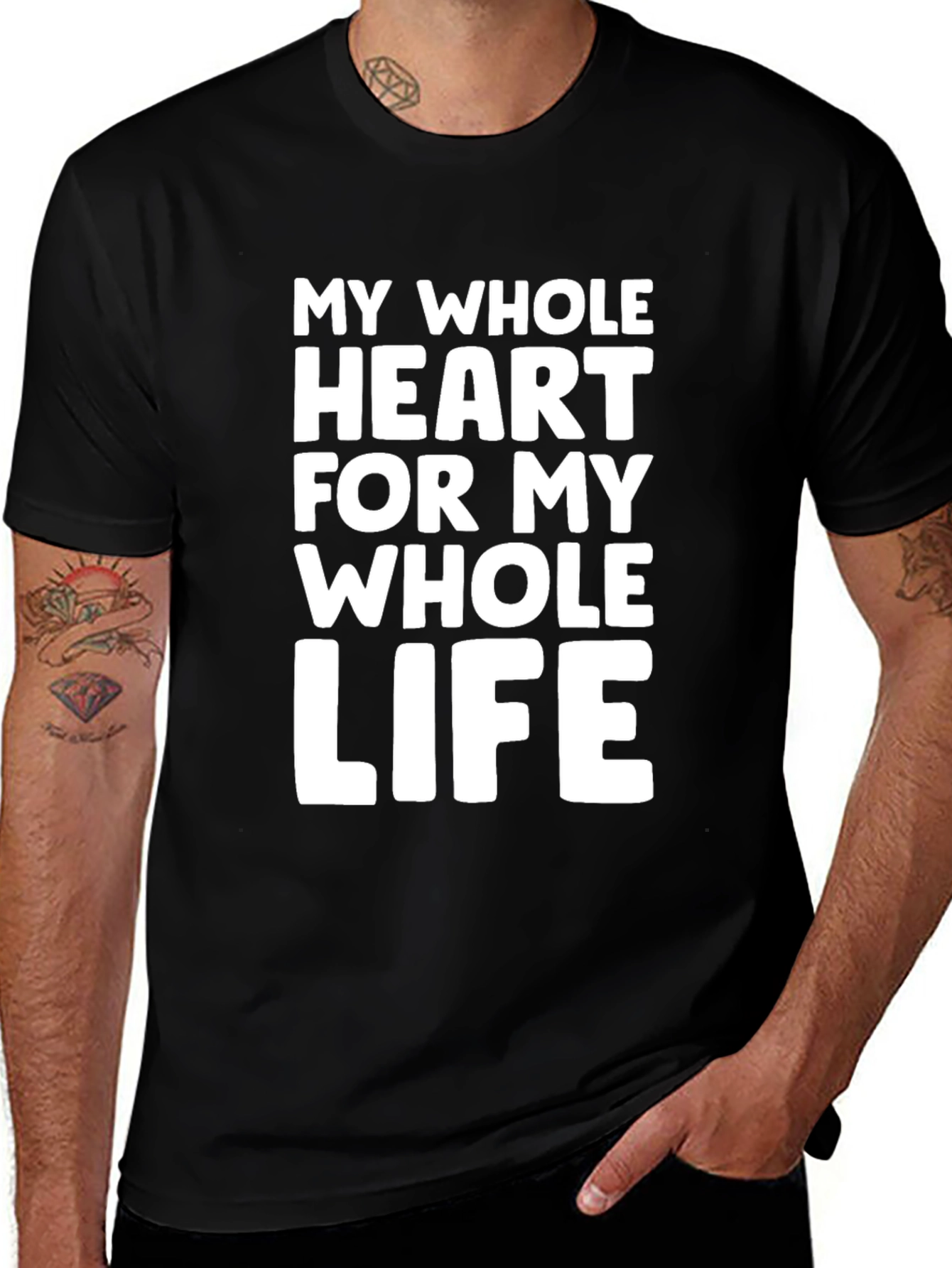 Variant 28 of My Whole Heart T-Shirt - Black Cotton