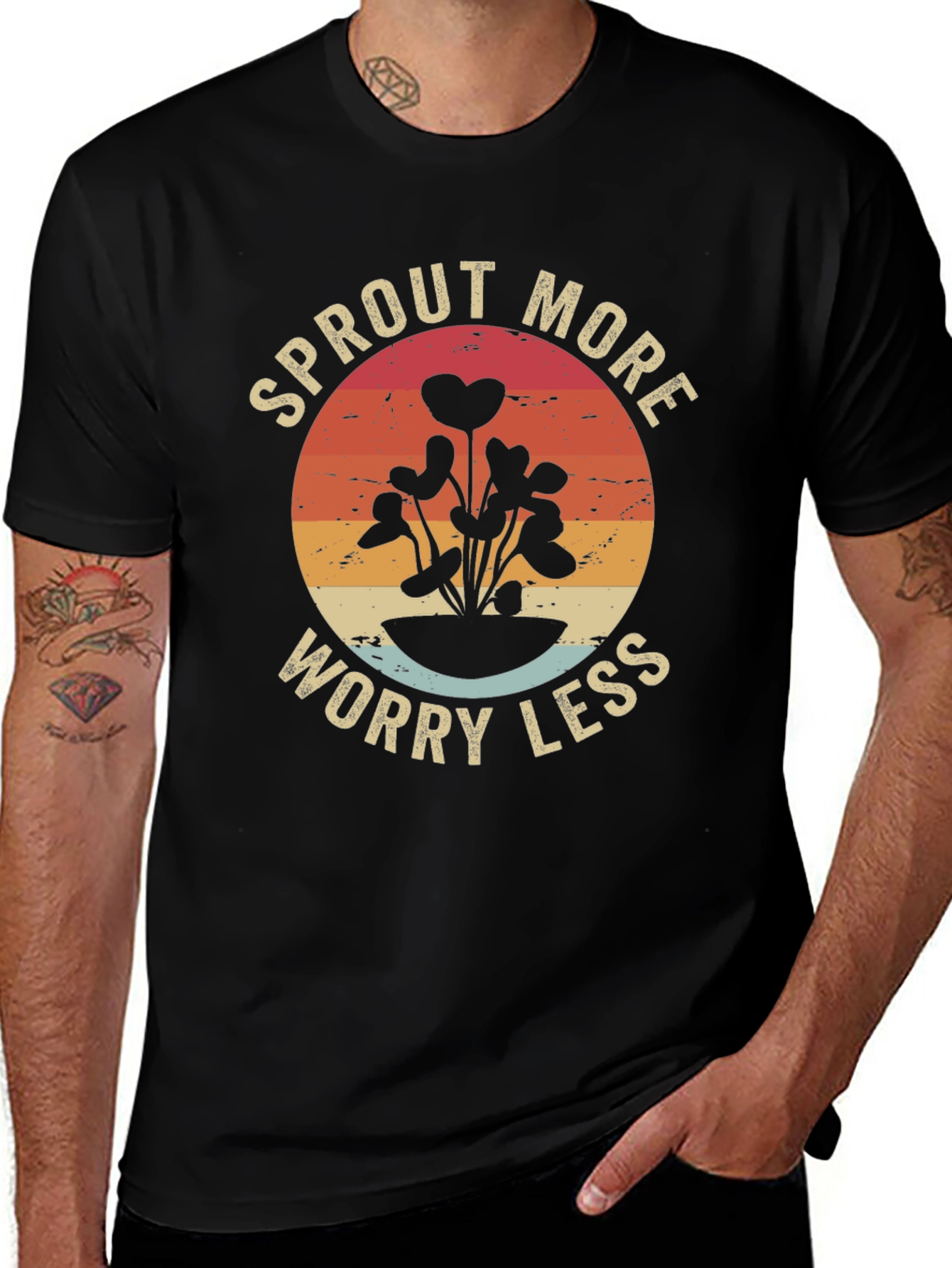 Variant 16 of Sprout More Worry Less Black Graphic Tee