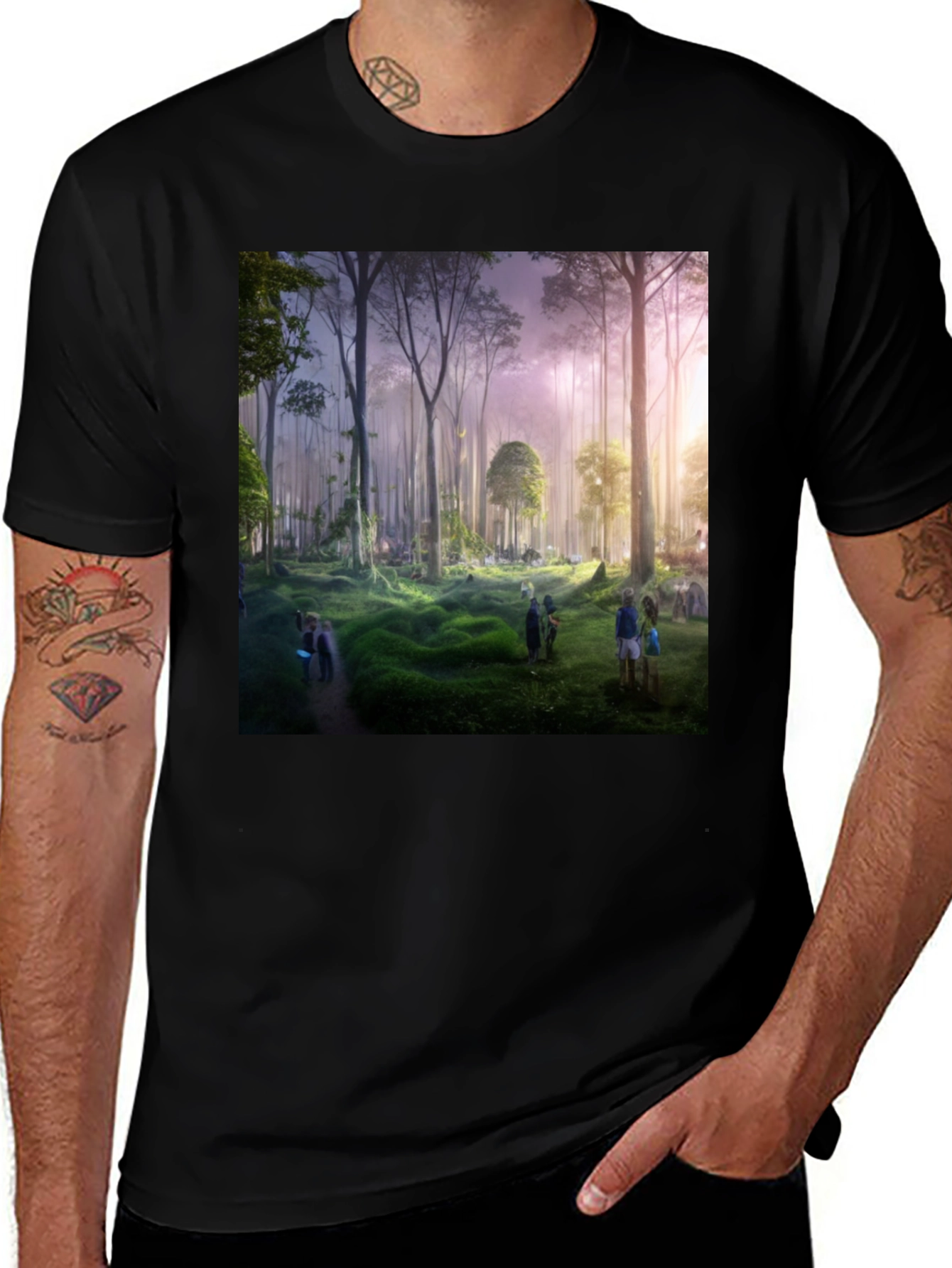 Variant 2 of Forest Scene Black Graphic Tee