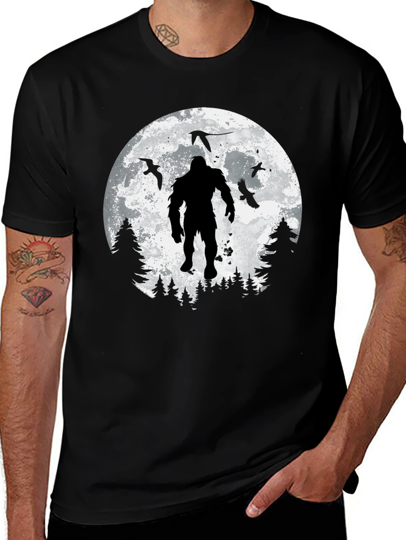 Variant 11 of Bigfoot Moon Graphic T-Shirt - Black