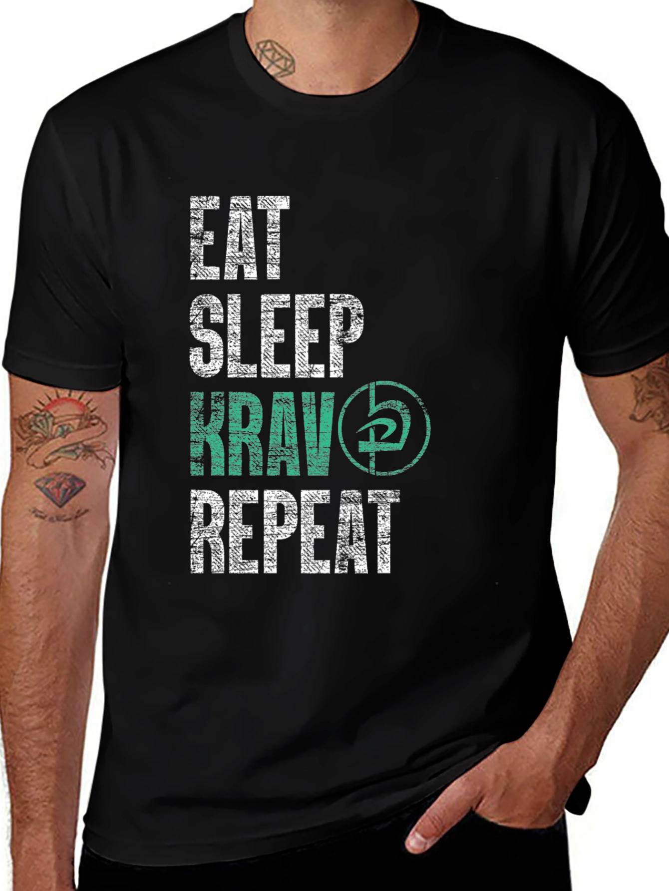 Variant 11 of Eat Sleep Krav Repeat Black T-Shirt
