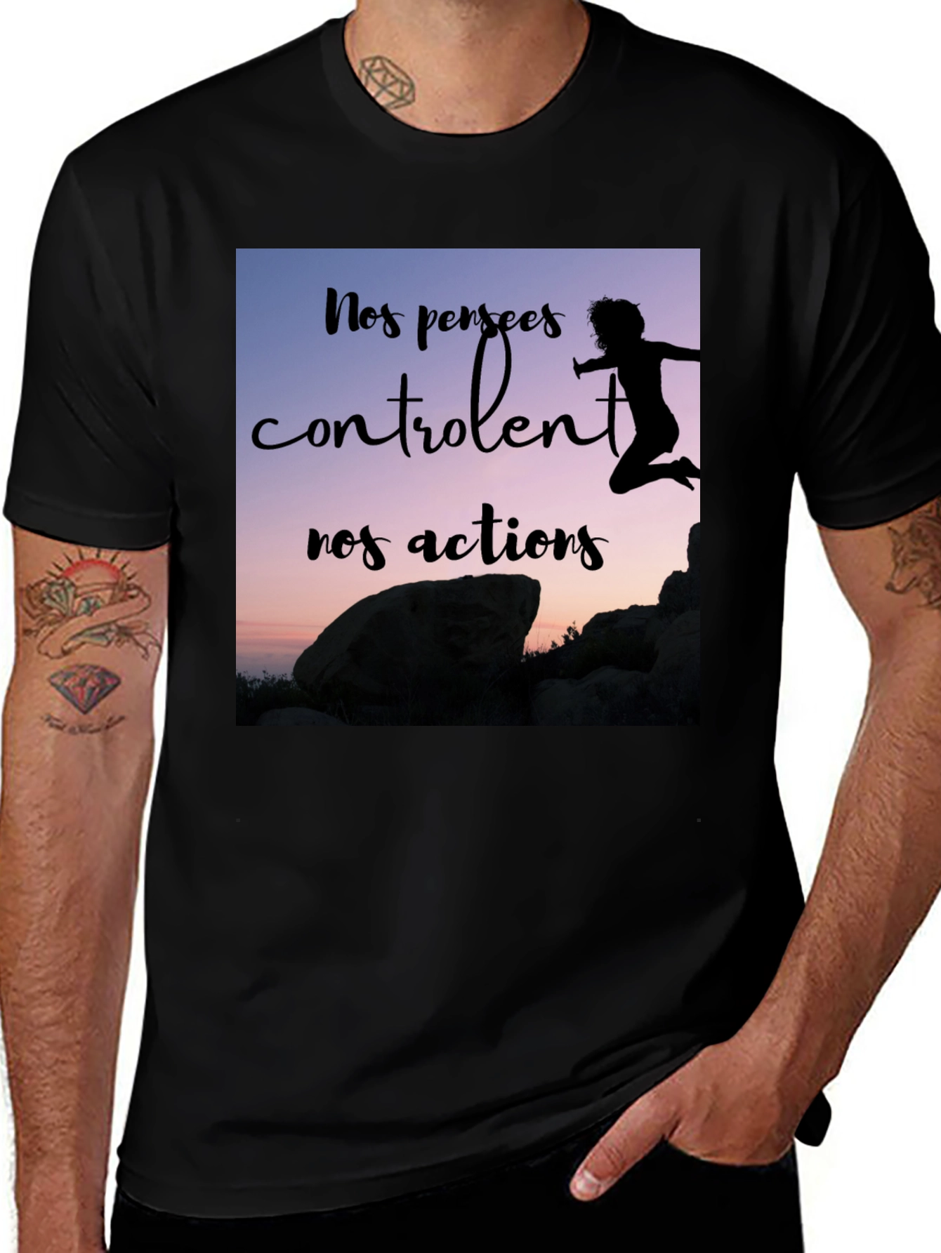Variant 8 of Motivational Graphic Tee - Nos Pensees Controle