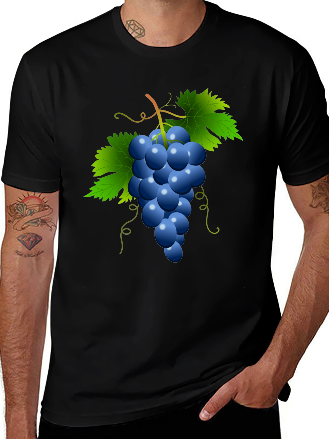Variant 29 of Grapes Graphic Tee - Casual Black T-Shirt