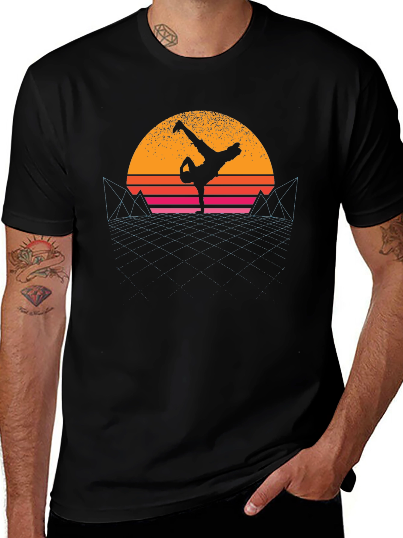 Variant 10 of Retro Breakdance T-Shirt - Sunset Silhouette