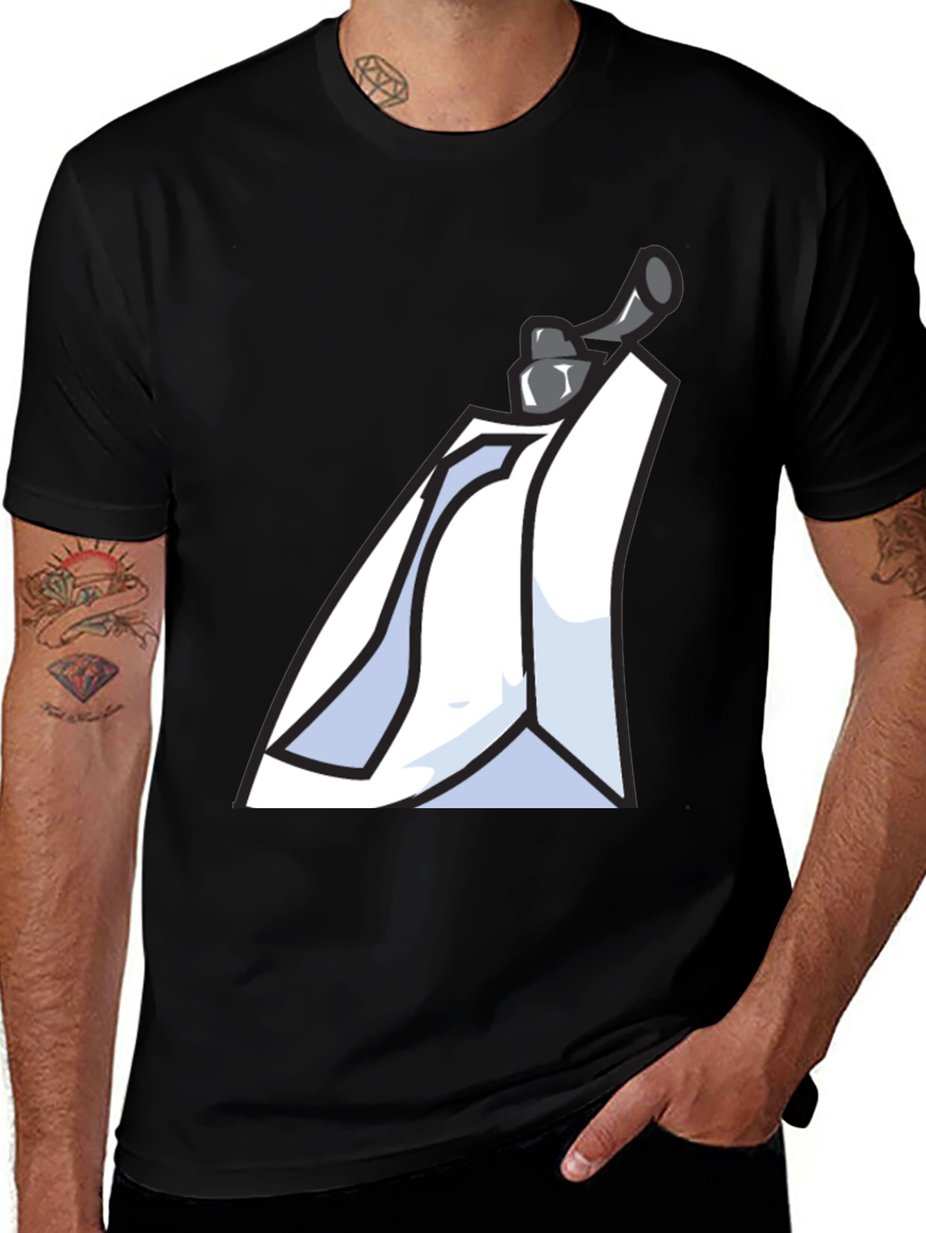Trendy Black T-shirt with Science Themed Graphic
