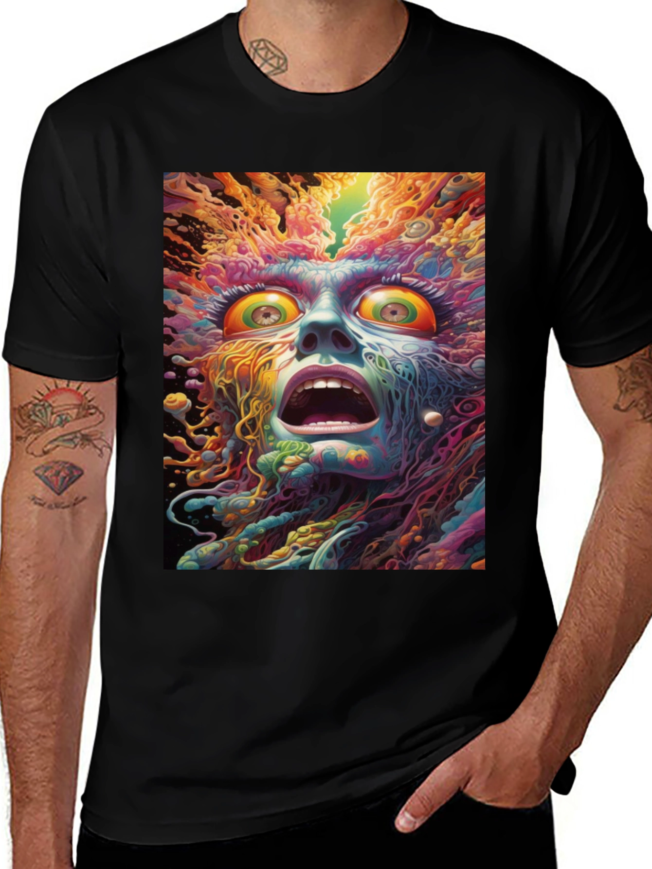 Variant 26 of Psychedelic Face Graphic Tee - Unique Art Shirt