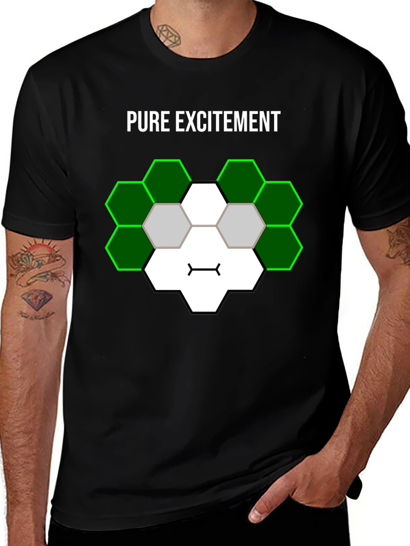 Pure Excitement Hexagon Design T-Shirt
