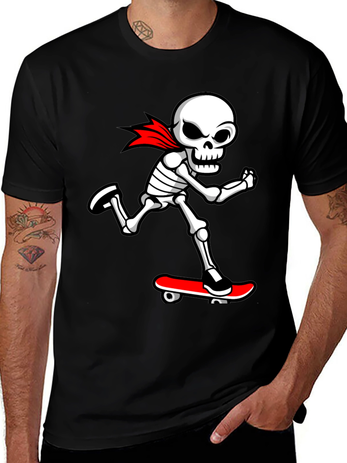 Variant 2 of Cool Skeleton Skateboarder Graphic T-Shirt