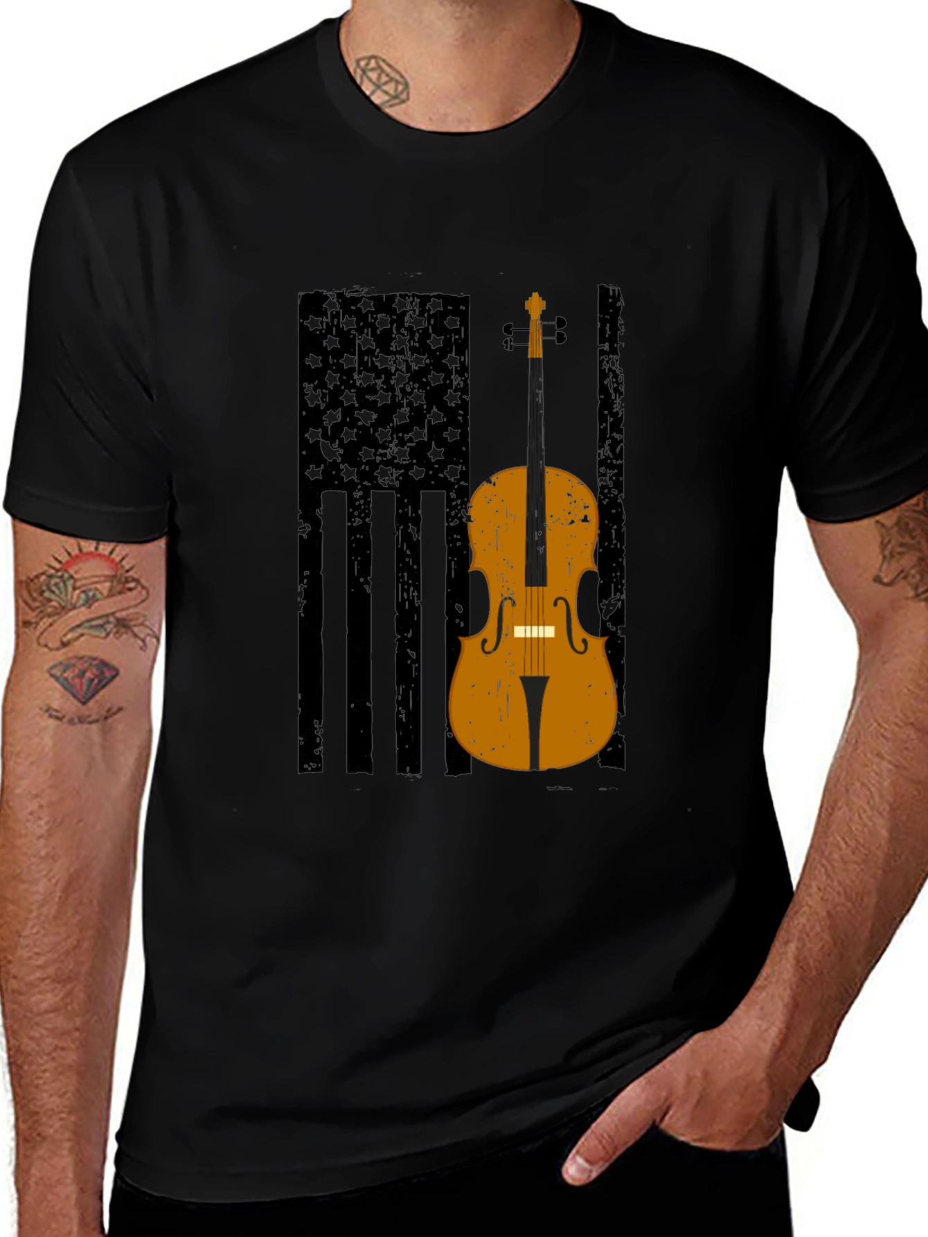 Variant 13 of Vintage Cello American Flag Graphic Tee