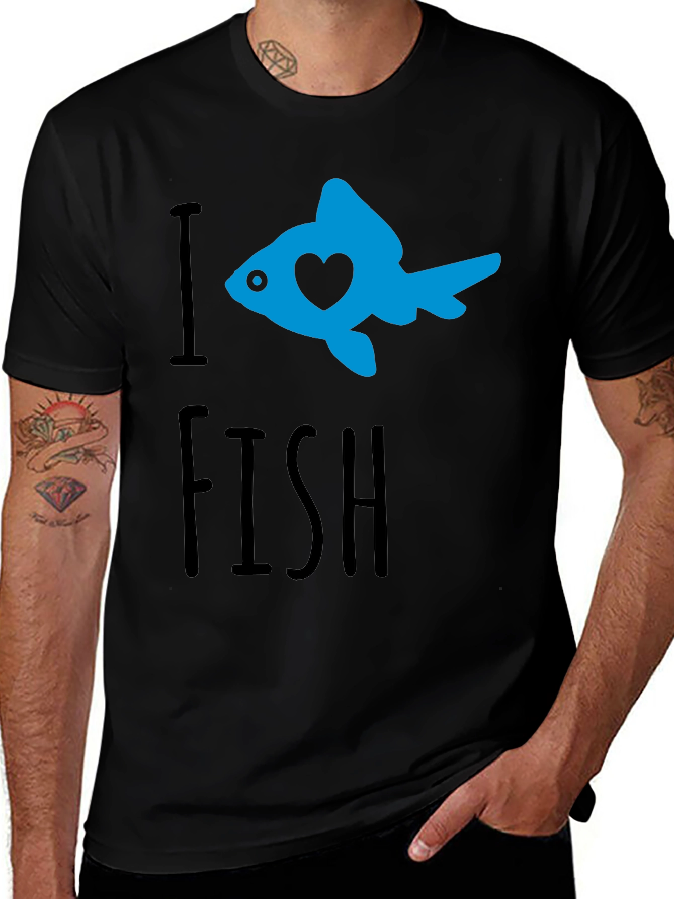 I Heart Fish Graphic T-Shirt - Black