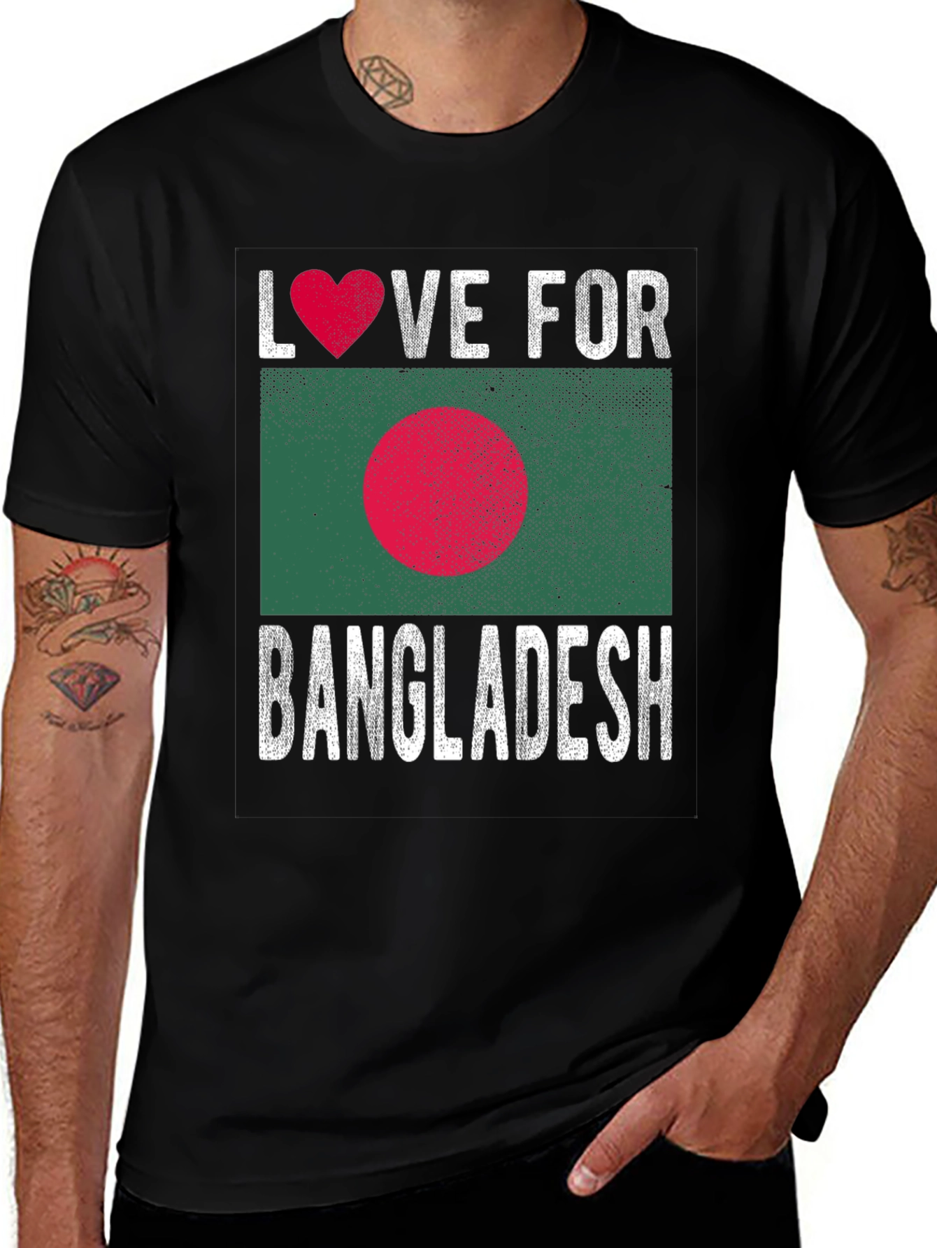 Black Love for Bangladesh T-Shirt - Heart Flag Design main image