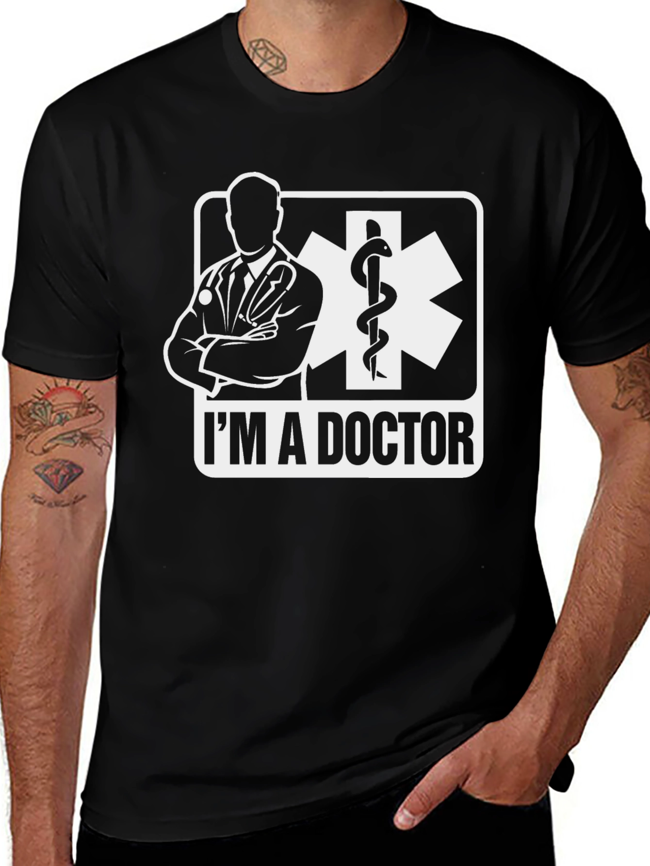 Variant 7 of I'm A Doctor Black T-Shirt - Medical Professional Apparel