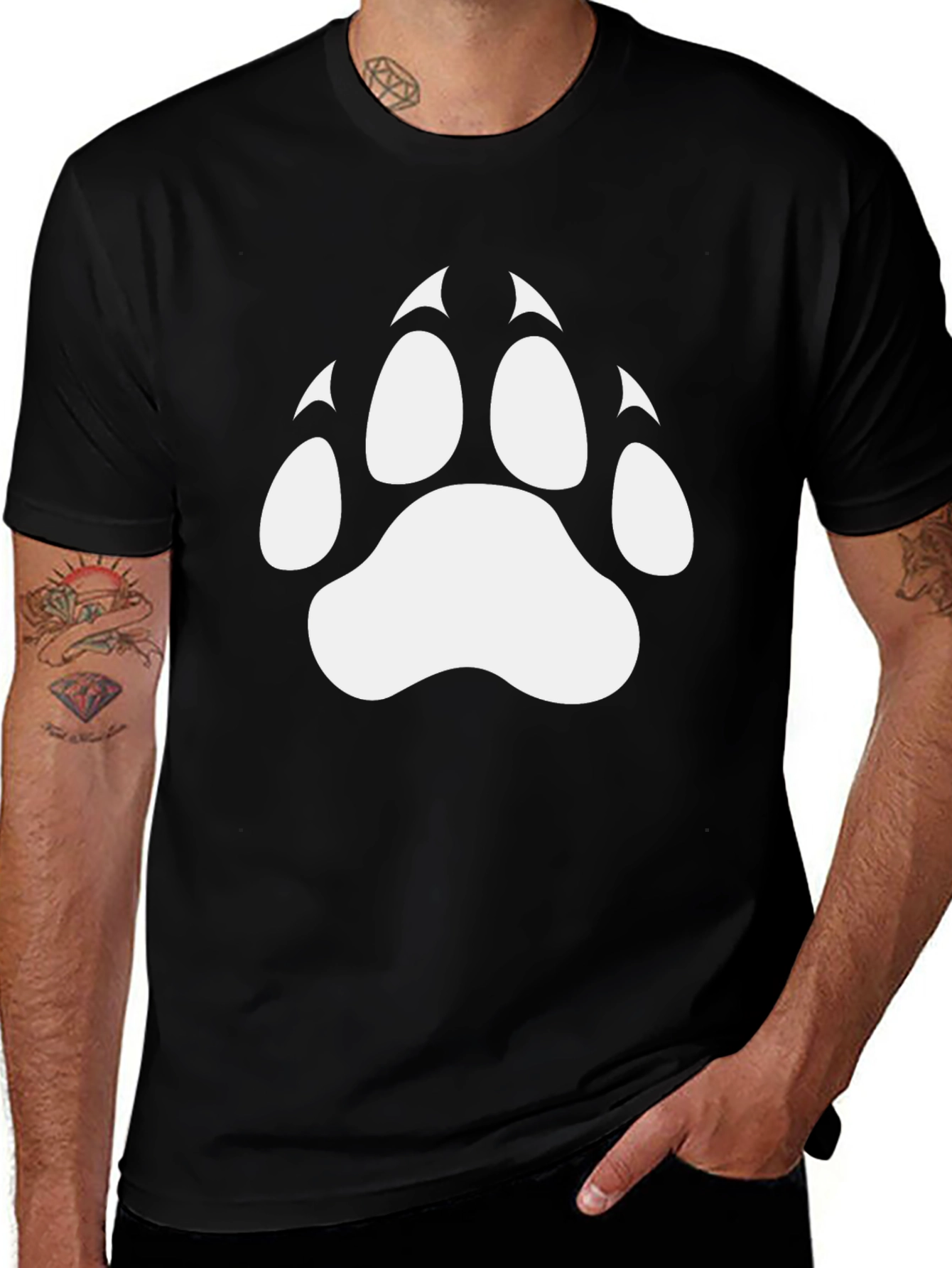 Variant 8 of Bear Paw Print Black T-Shirt