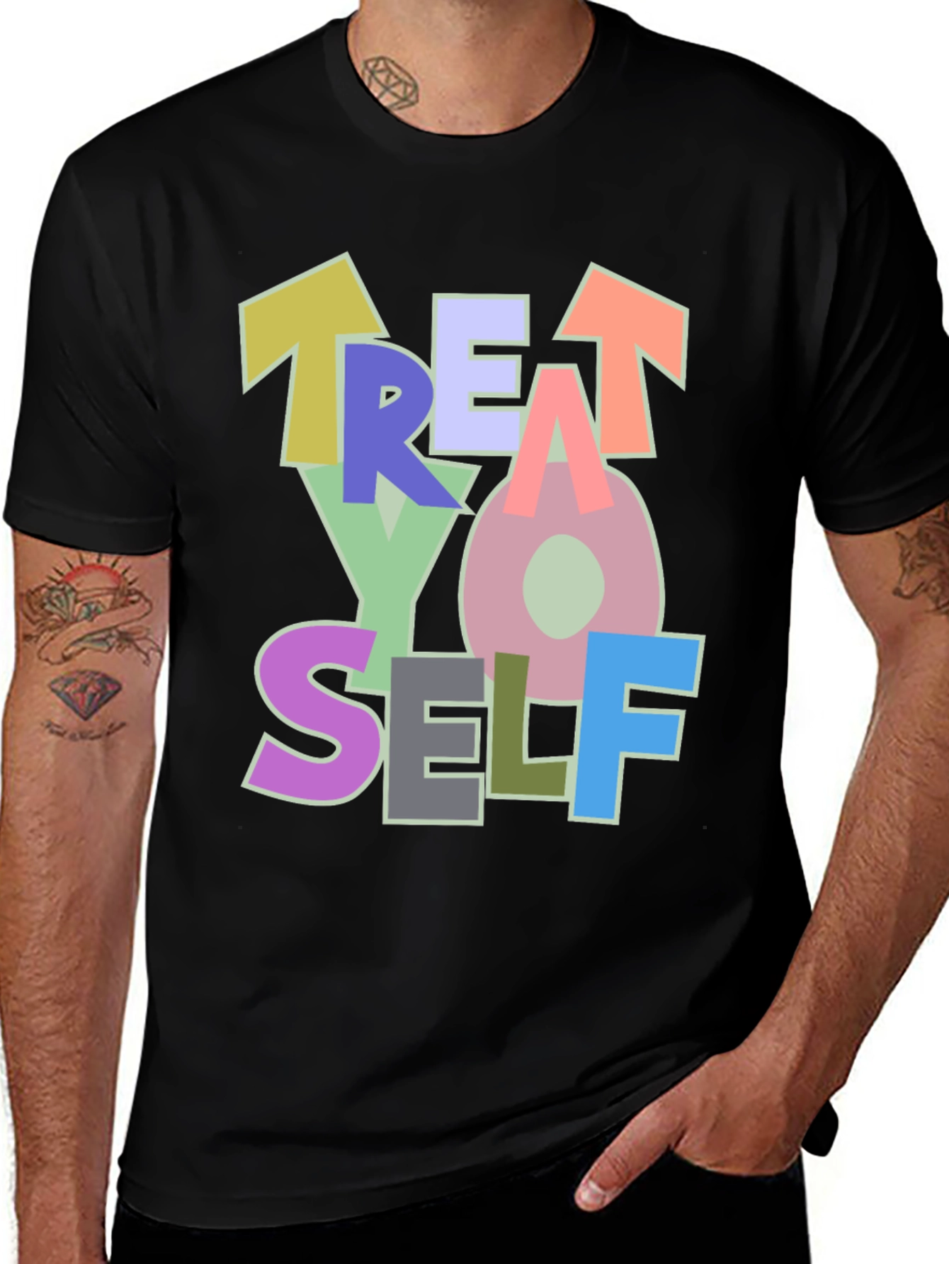 Variant 3 of Treat Yo Self Black Graphic T-Shirt