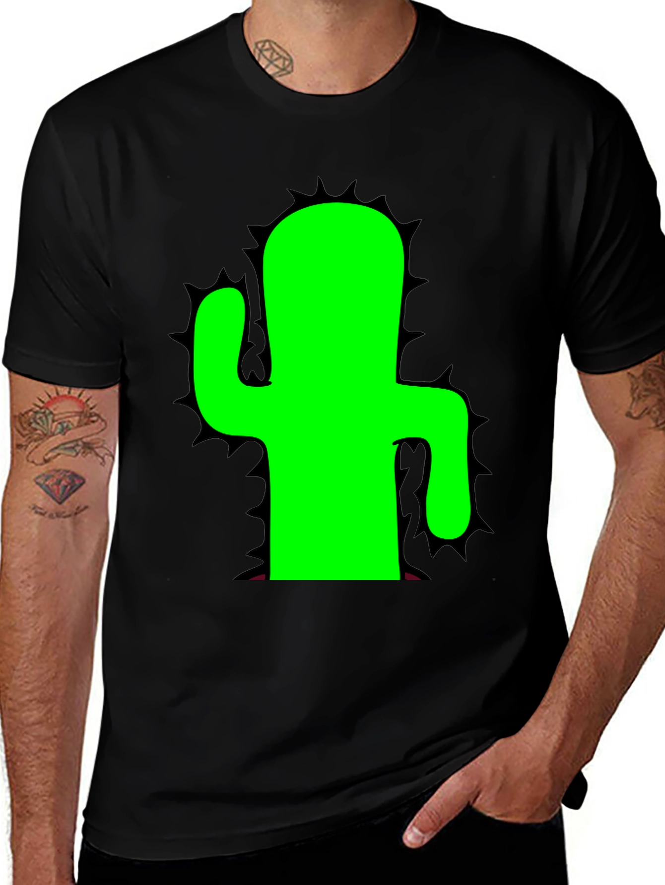 Variant 27 of Cactus Graphic Tee - Black Cotton T-Shirt