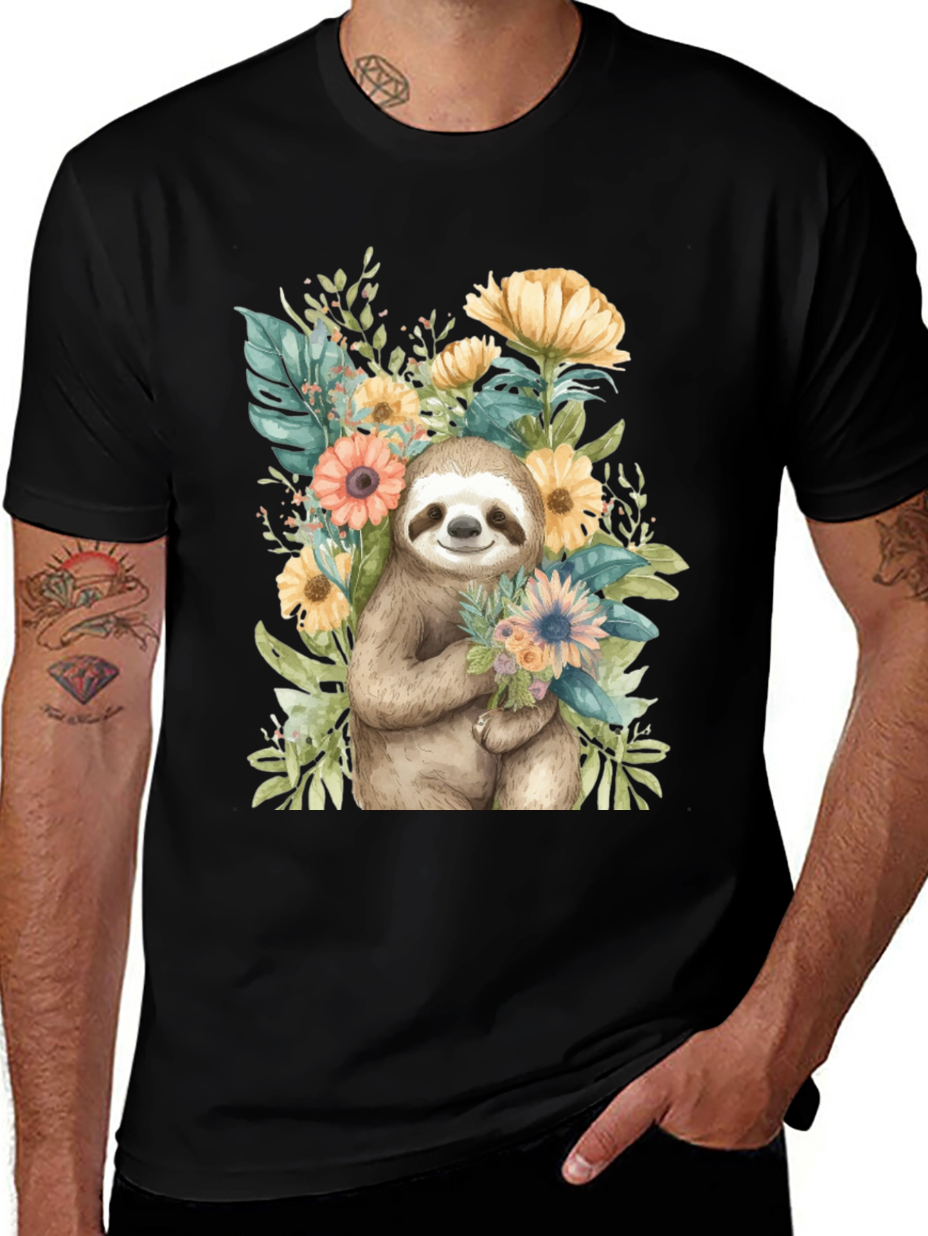 Variant 3 of Sloth & Floral Graphic Tee