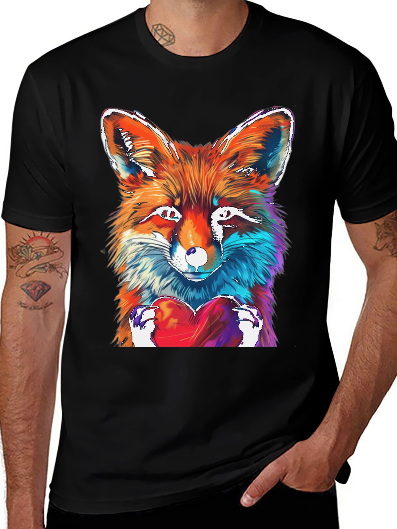 Variant 30 of Fox Heart Graphic Tee - Unique Artistic Design