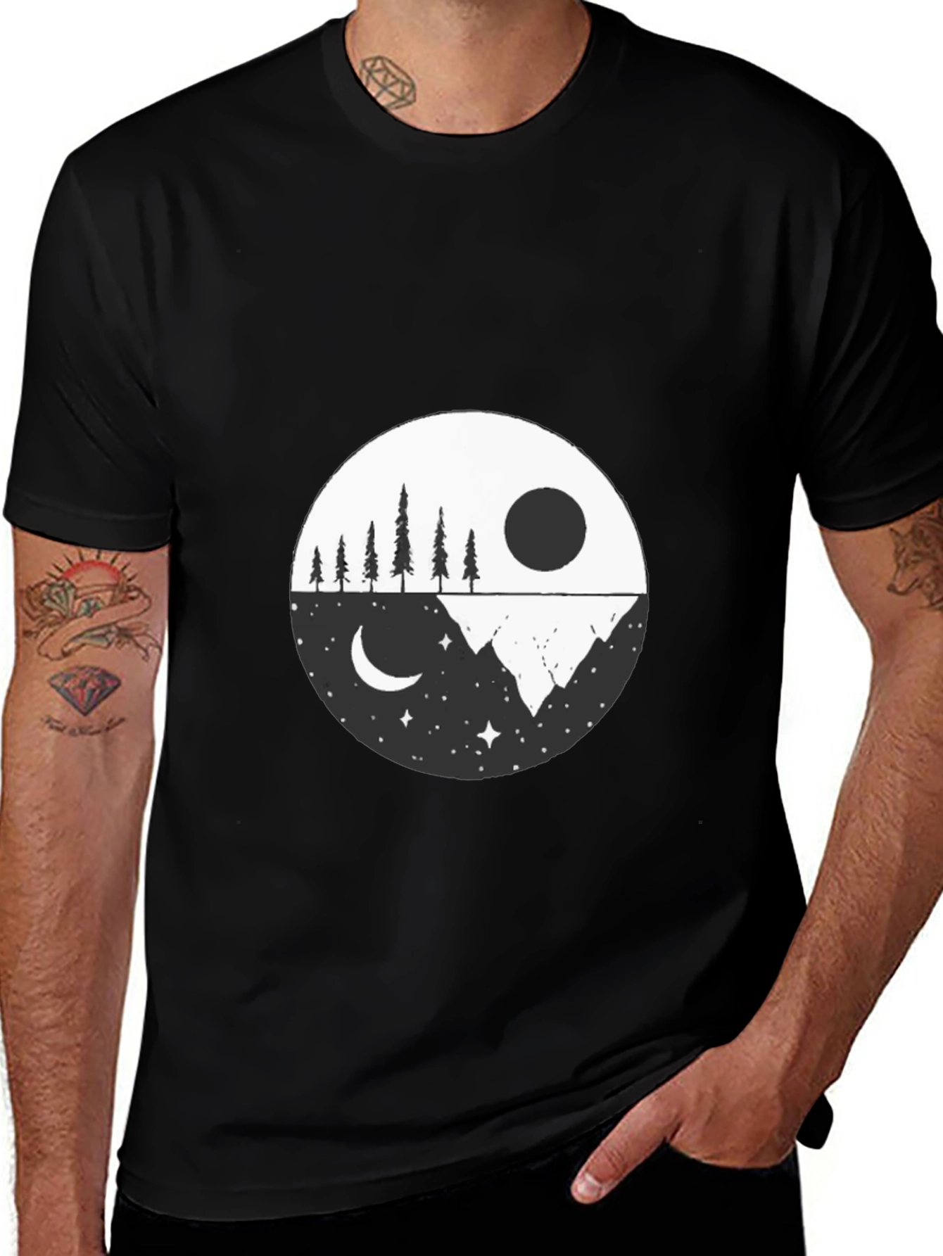 Variant 26 of Yin Yang Mountain & Moon Graphic Tee