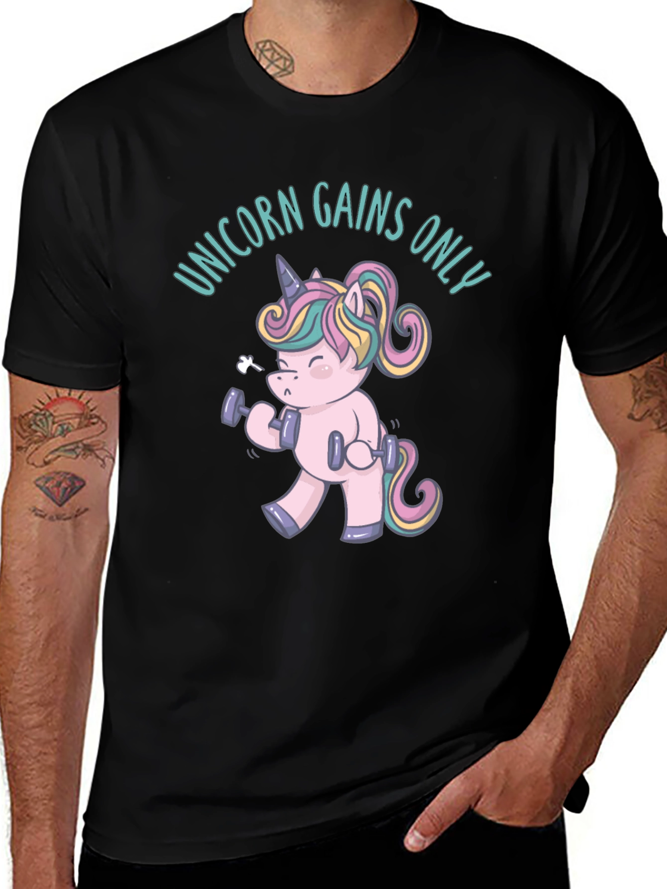 Variant 2 of Unicorn Gains Only Funny Workout T-Shirt