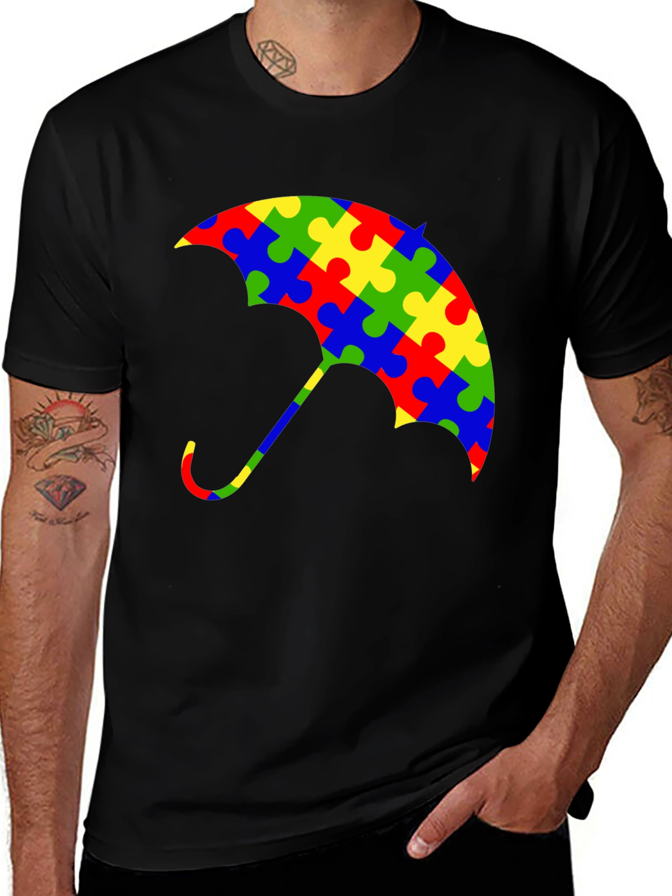 Variant 14 of Autism Awareness Puzzle Piece Umbrella T-Shirt