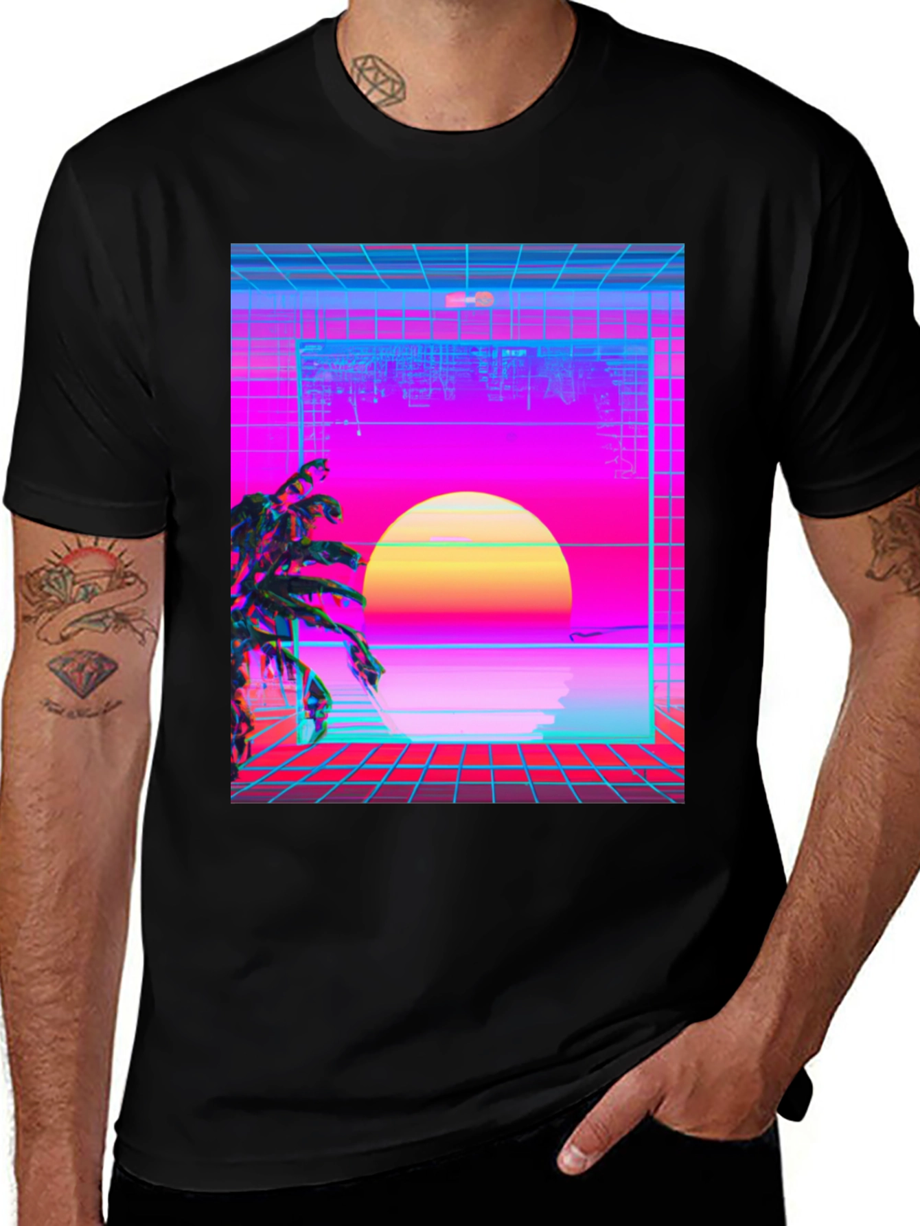 Variant 9 of Synthwave Sunset Graphic Tee - Retro Vaporwave Style