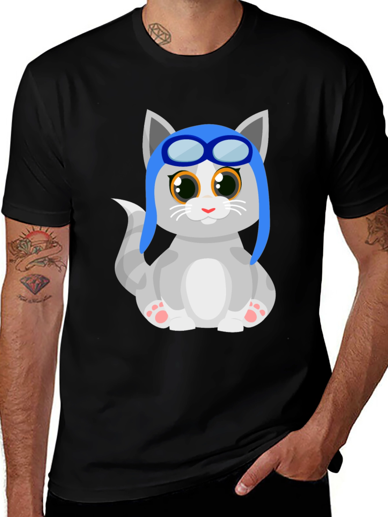 Variant 6 of Pilot Cat Graphic T-Shirt - Fun & Stylish Tee