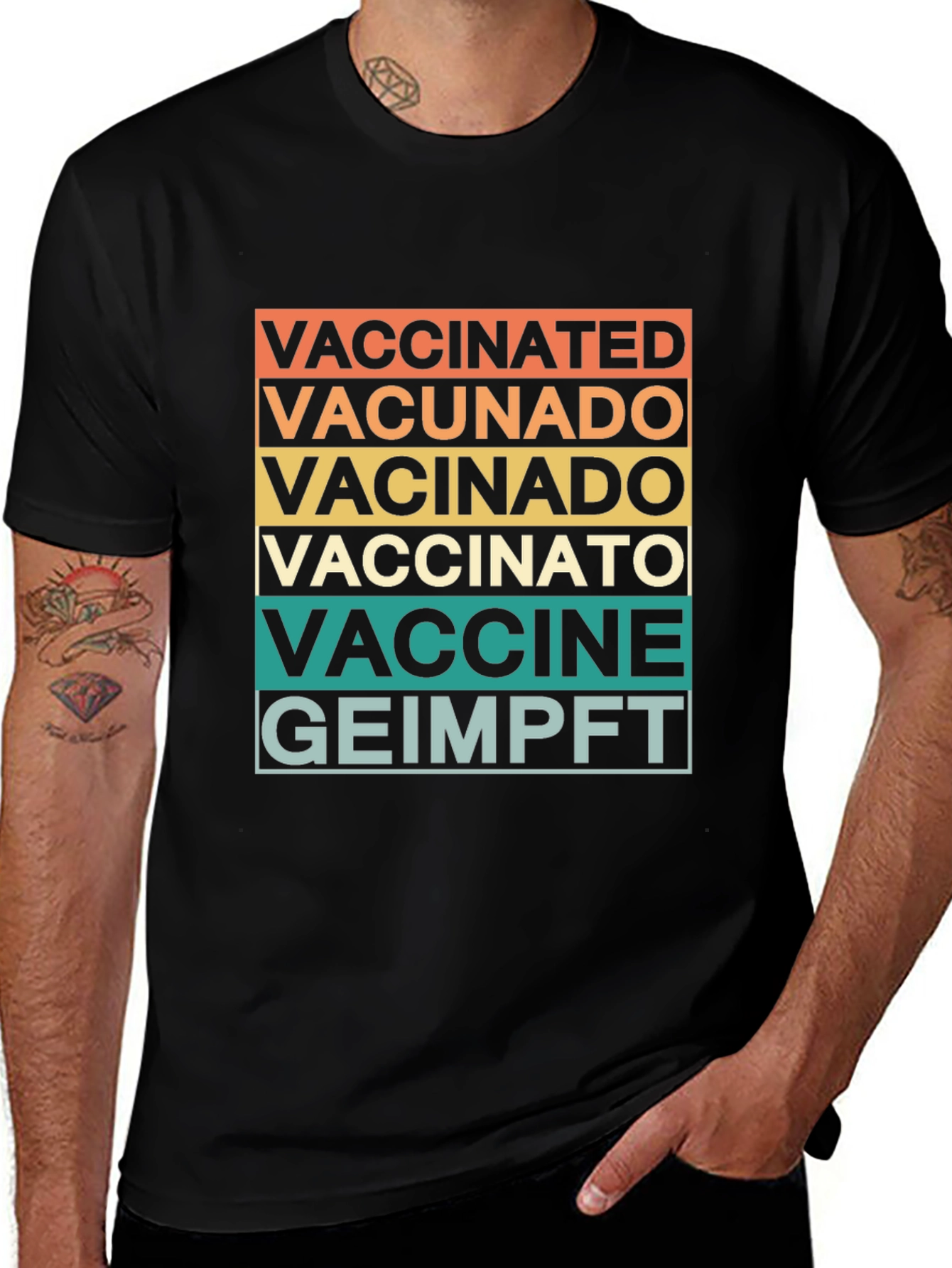 Variant 20 of Vaccinated Multi-Language T-Shirt