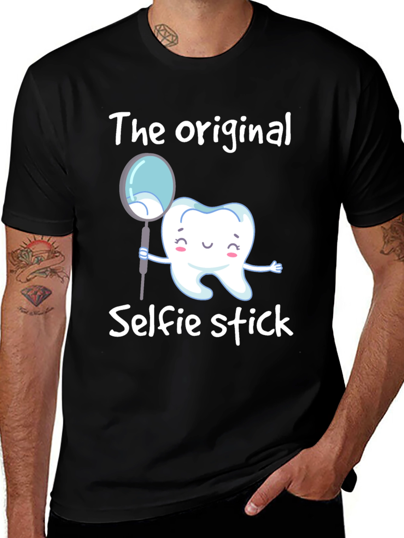 Variant 5 of Funny Dental Hygienist 'Selfie Stick' T-Shirt