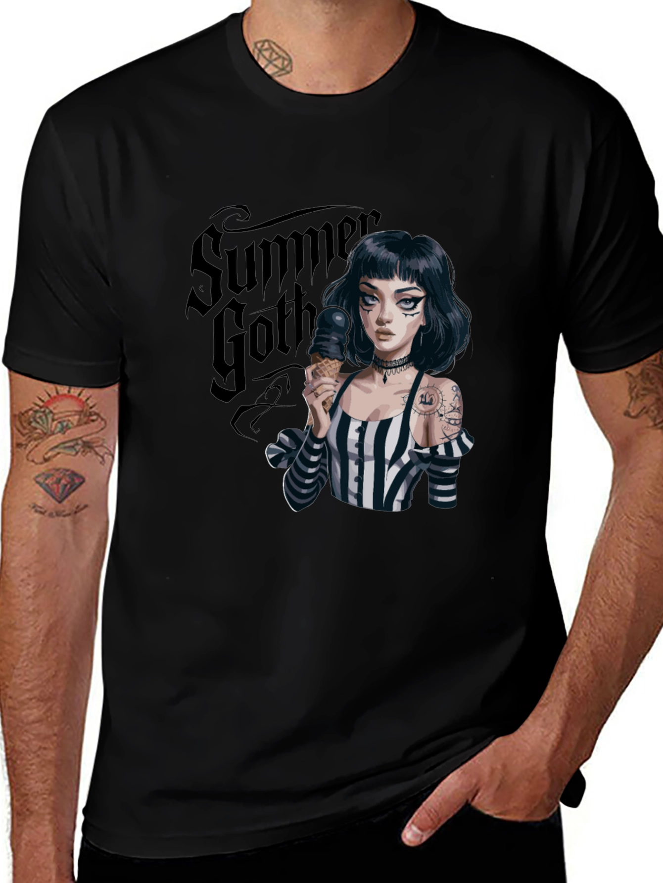 Variant 30 of Summer Goth T-Shirt: Ice Cream Girl Tee