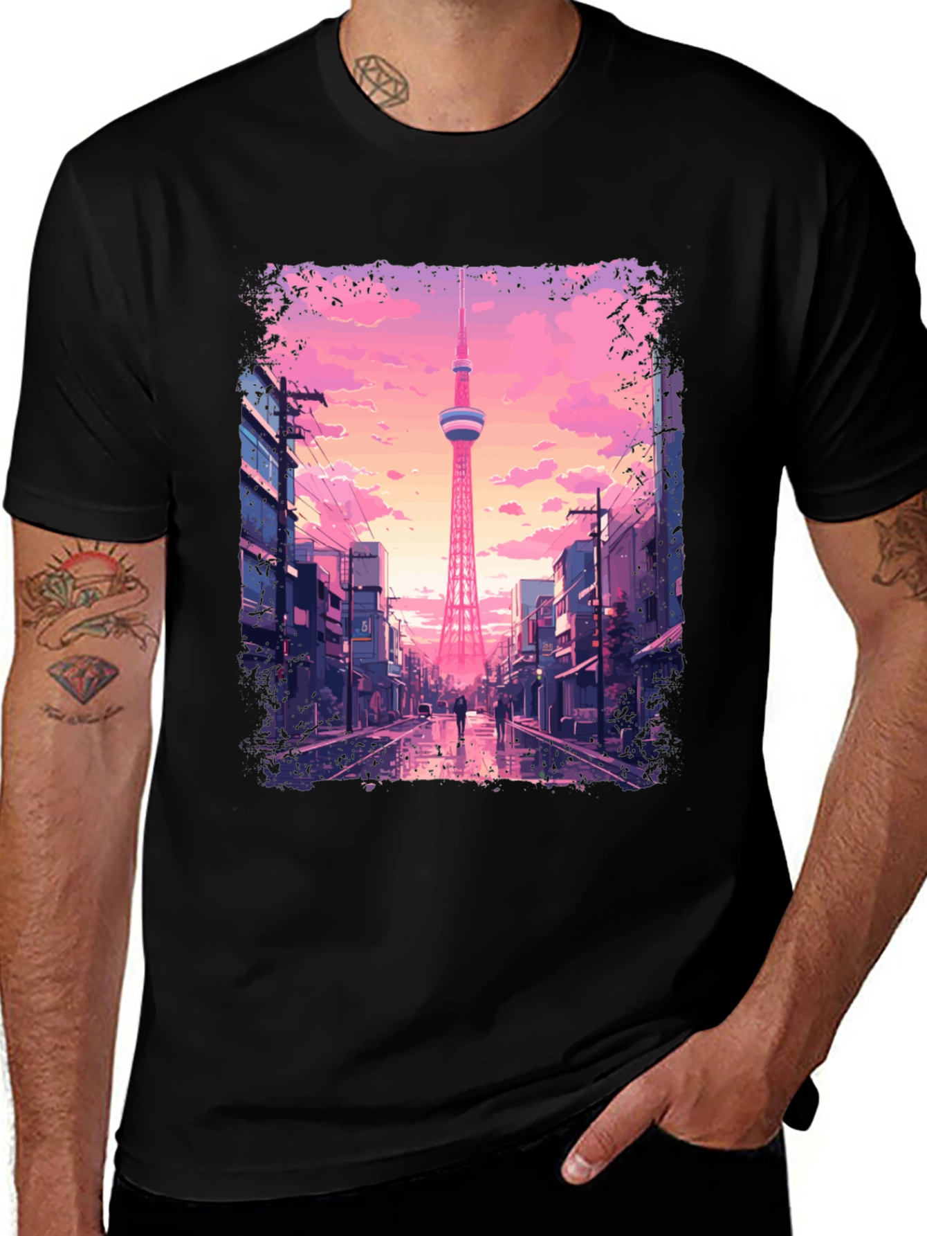 Variant 15 of Tokyo Tower Sunset Anime Graphic Tee