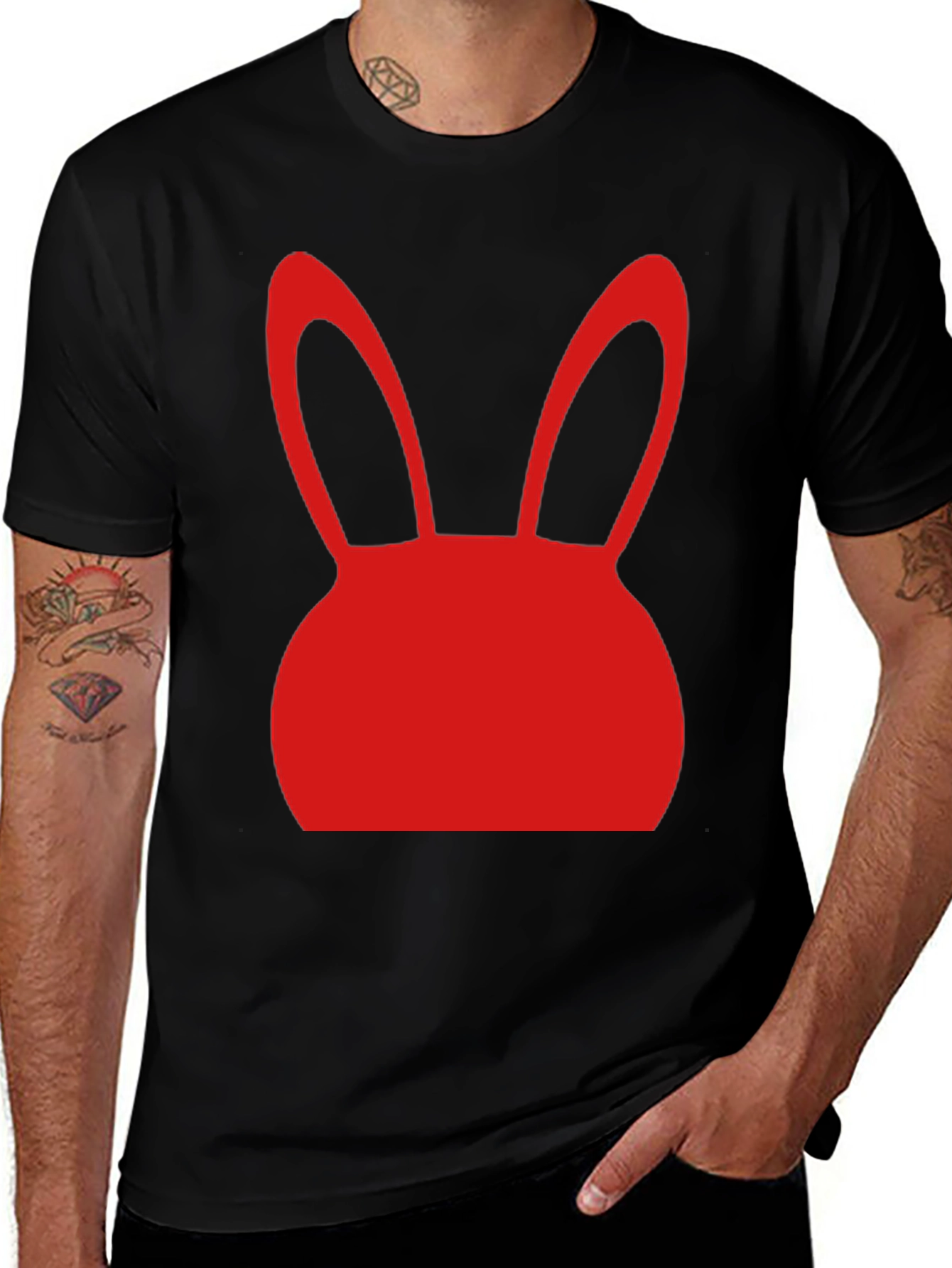 Variant 25 of Bunny Graphic Tee - Black Short Sleeve